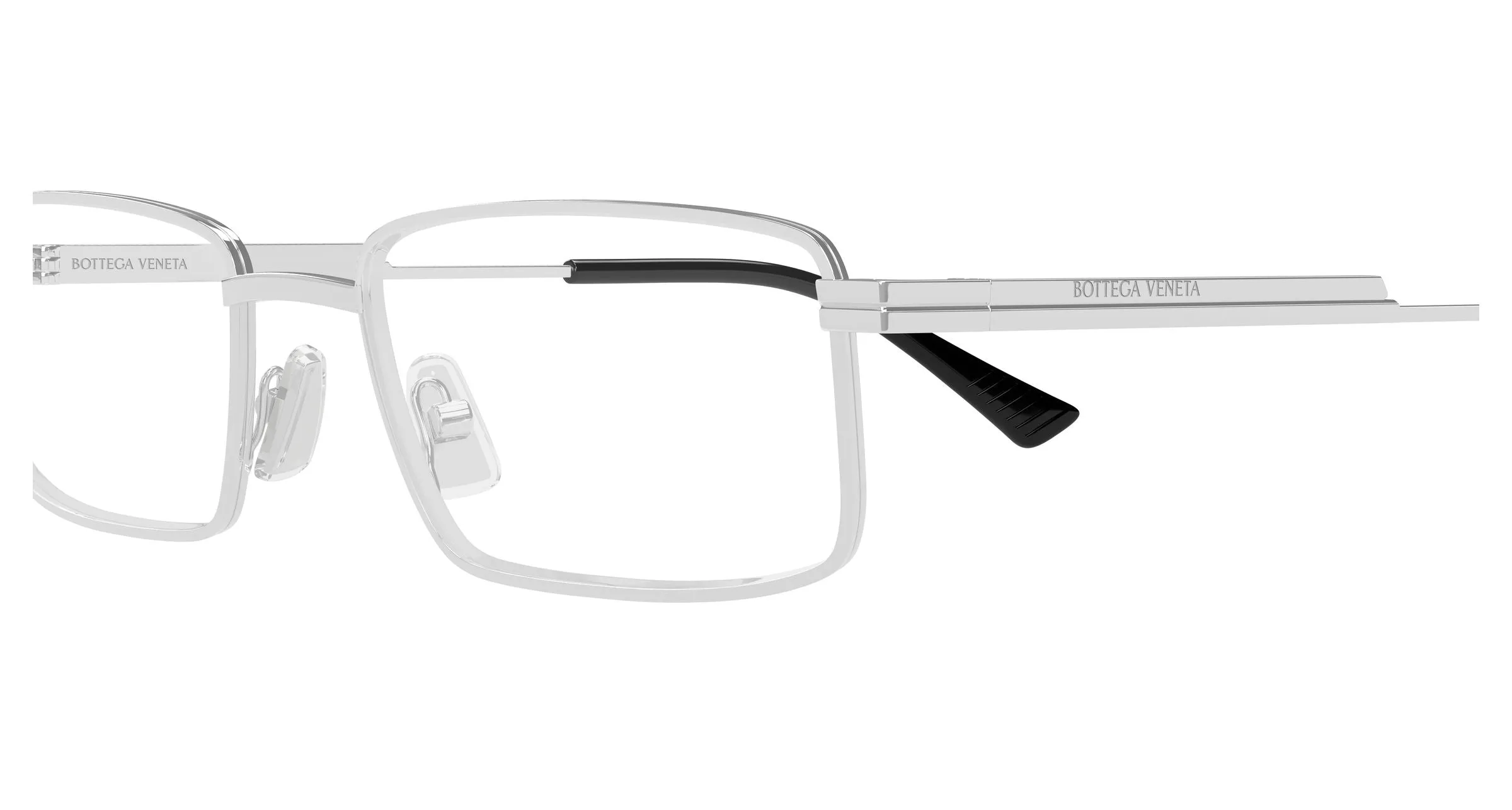 Bottega Veneta BV1467O 004 Montature da vista Metallo Argento Trasparente Squadrata - immagine 3