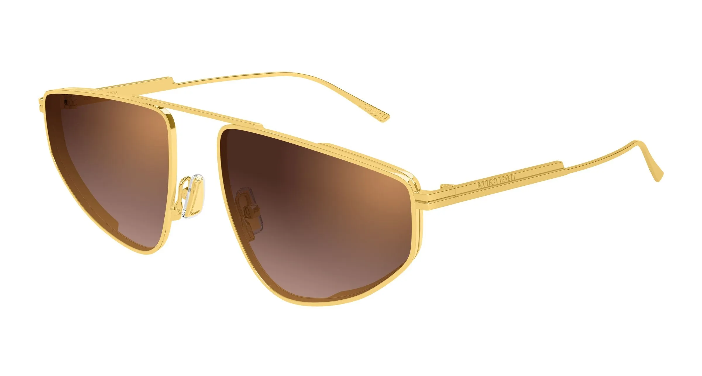 Bottega Veneta BV1466S 004 Occhiali da sole Metallo Oro Marrone Pilot - immagine 1