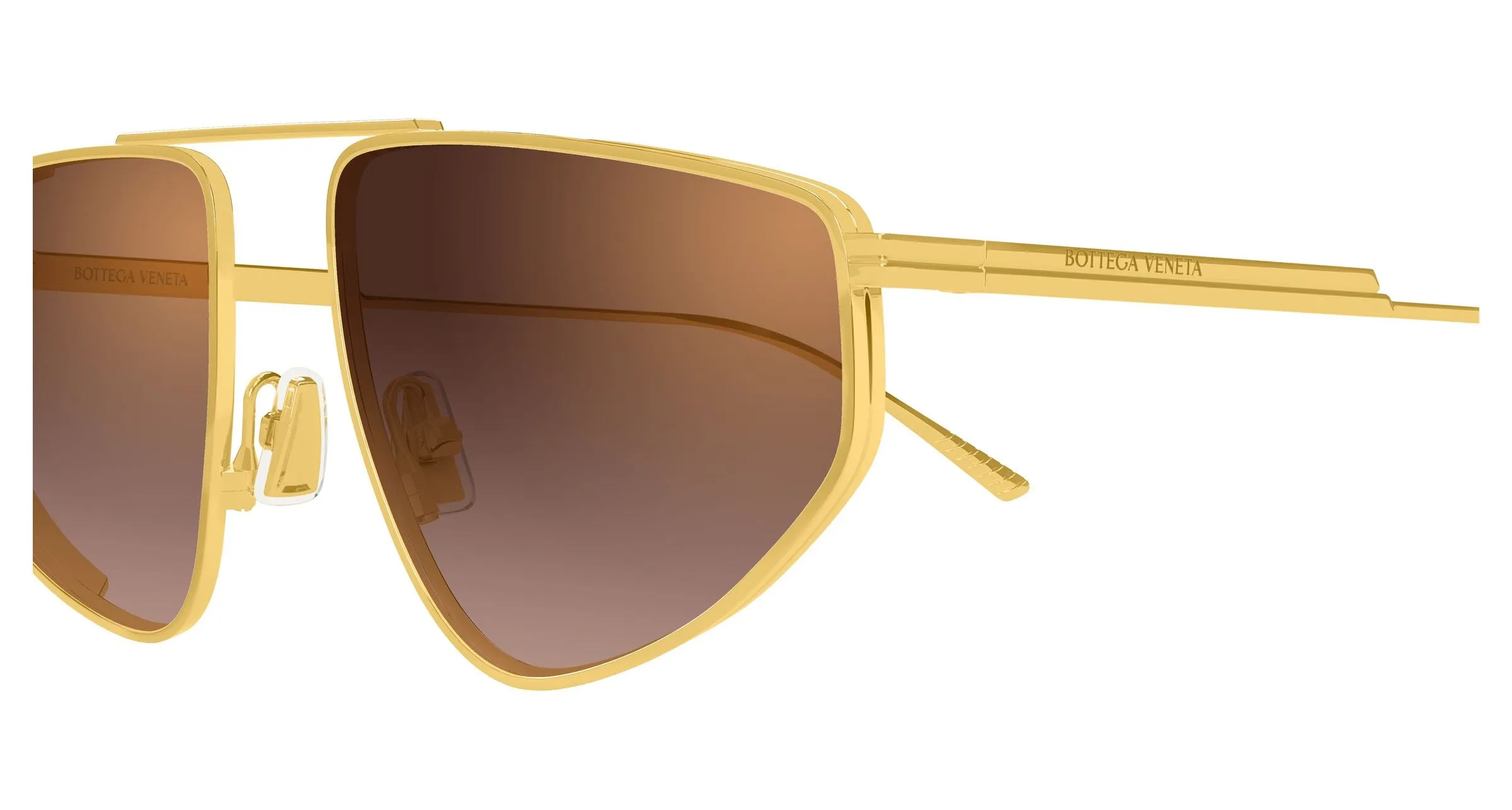 Bottega Veneta BV1466S 004 Occhiali da sole Metallo Oro Marrone Pilot - immagine 3