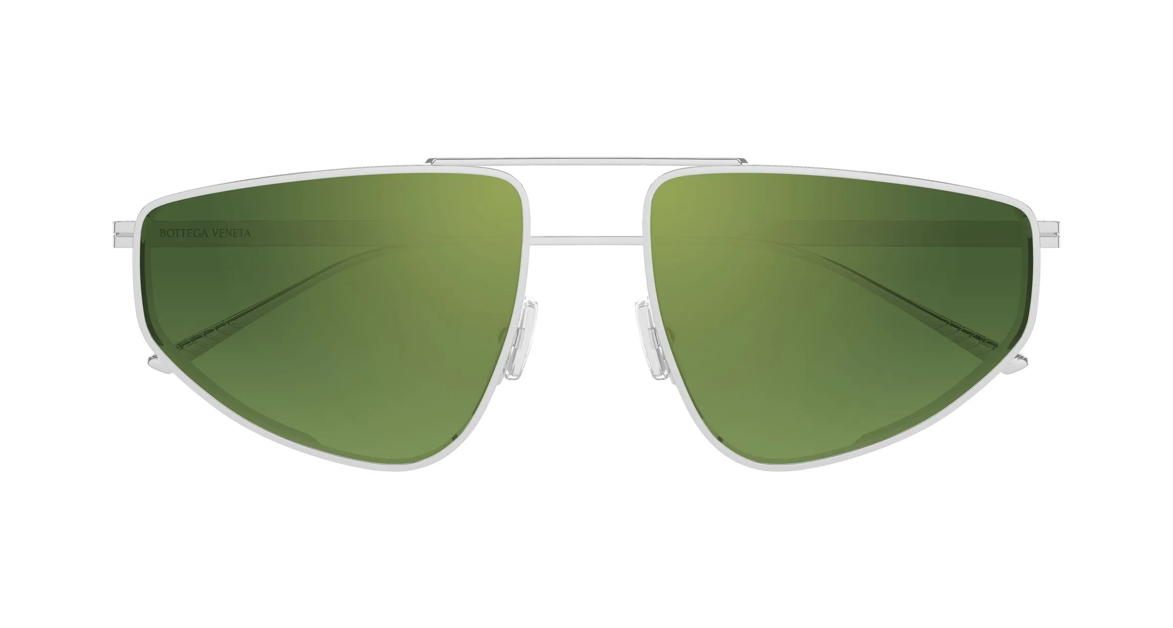 Bottega Veneta BV1466S 002 Occhiali da sole Metallo Argento Verde Pilot - immagine 2