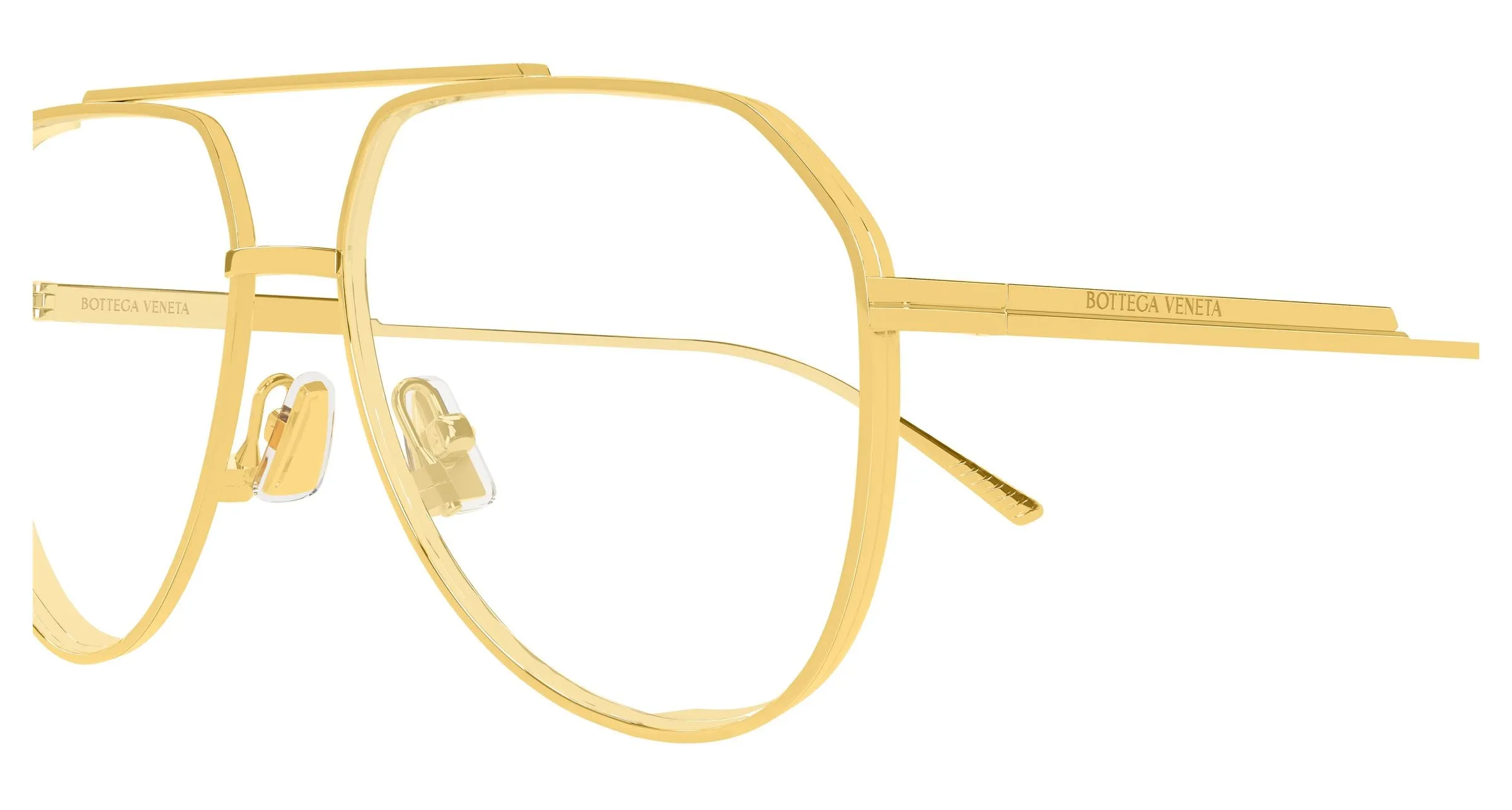 Bottega Veneta BV1465S 005 Occhiali da sole Metallo Oro Trasparente Pilot - immagine 3