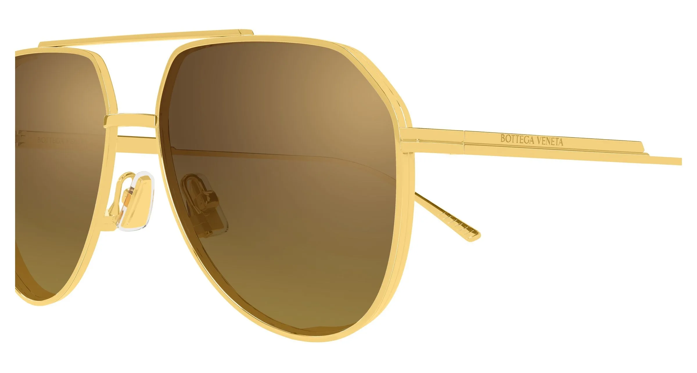 Bottega Veneta BV1465S 004 Occhiali da sole Metallo Oro Marrone Pilot - immagine 3
