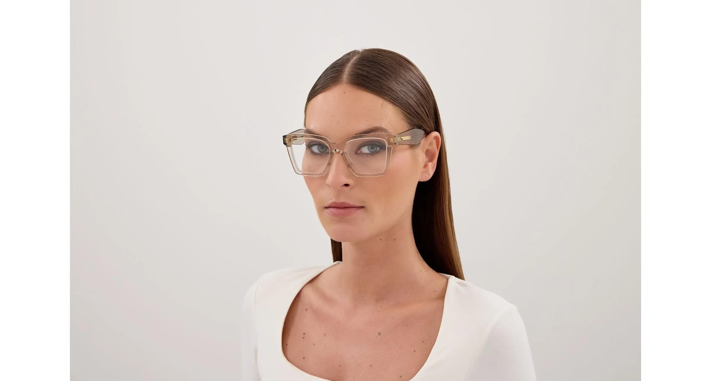 Bottega Veneta BV1458O 003 Montature da vista Acetato Beige Trasparente Squadrata - immagine 4