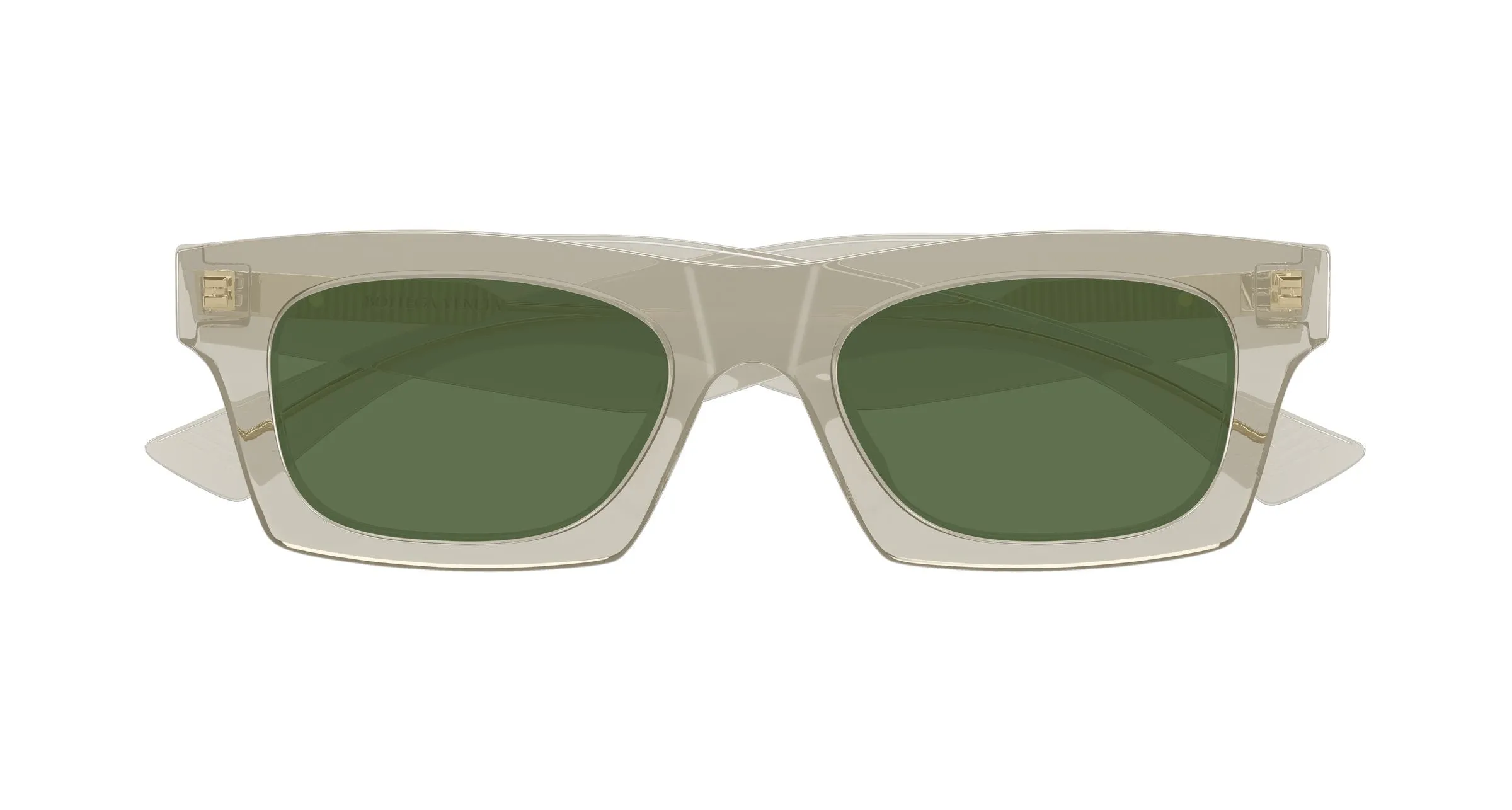 Bottega Veneta BV1457S 004 Occhiali da sole Acetato Beige Verde Squadrata - immagine 2