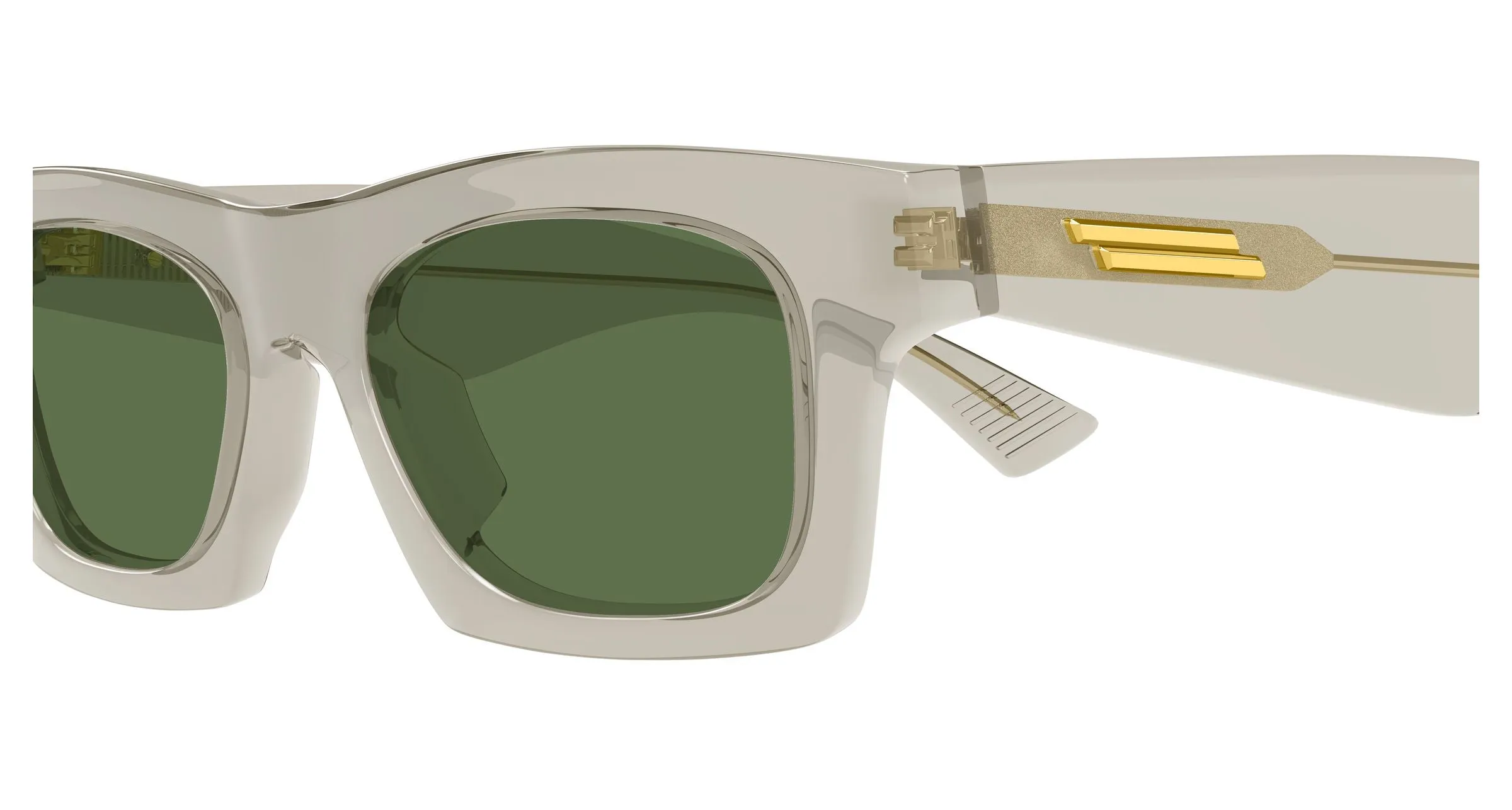 Bottega Veneta BV1457S 004 Occhiali da sole Acetato Beige Verde Squadrata - immagine 3