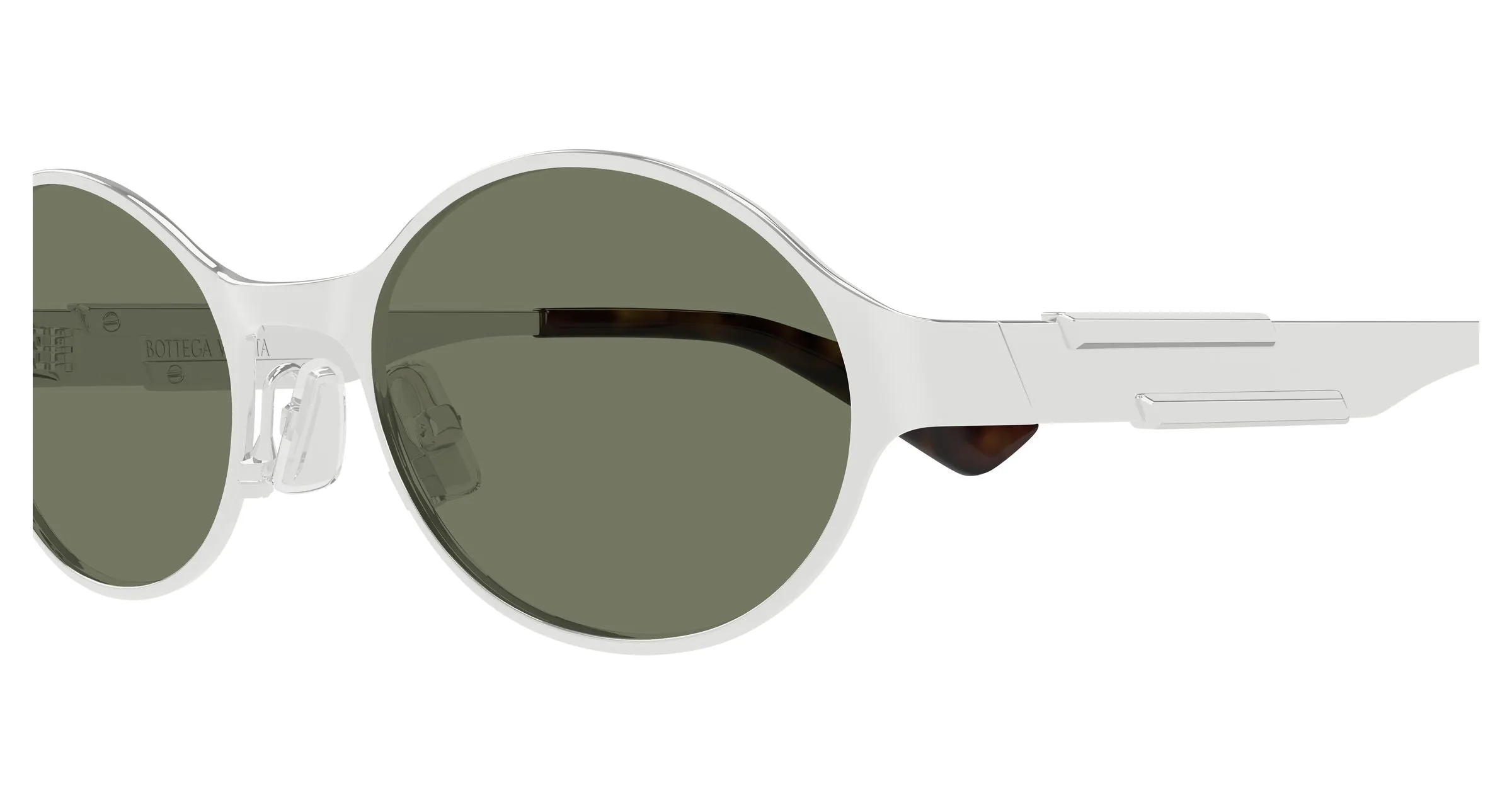 Bottega Veneta BV1456S 002 Occhiali da sole Metallo Argento Verde Rotonda - immagine 3