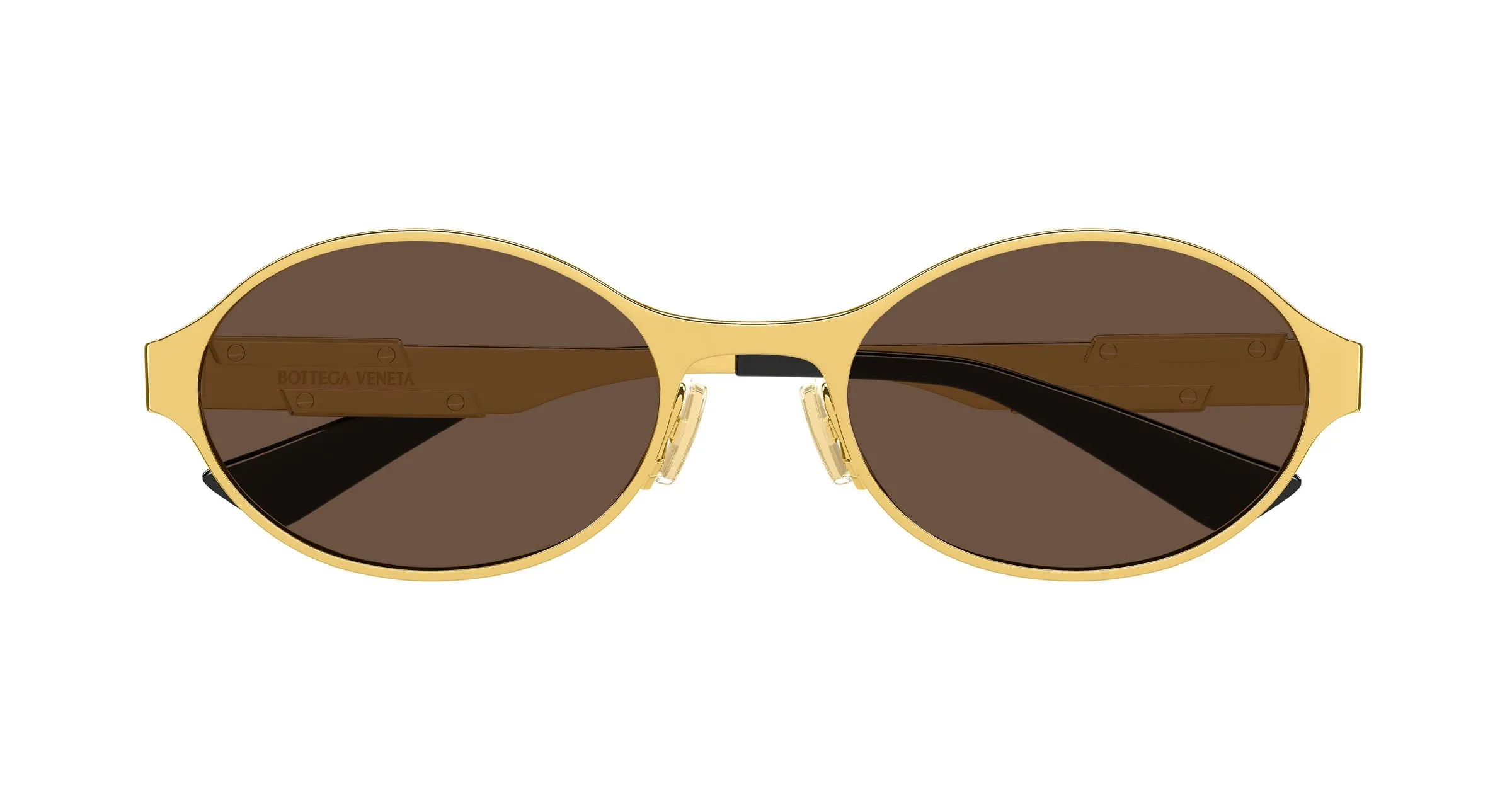 Bottega Veneta BV1456S 001 Occhiali da sole Metallo Oro Marrone Rotonda - immagine 2