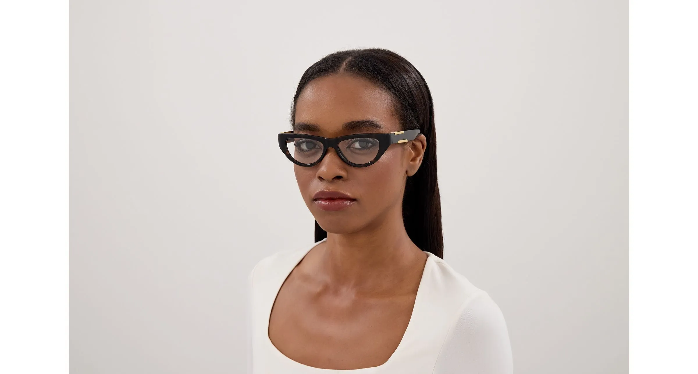 Bottega Veneta BV1454O 002 Montature da vista Bio-iniettato Havana Trasparente Cat Eye - immagine 4