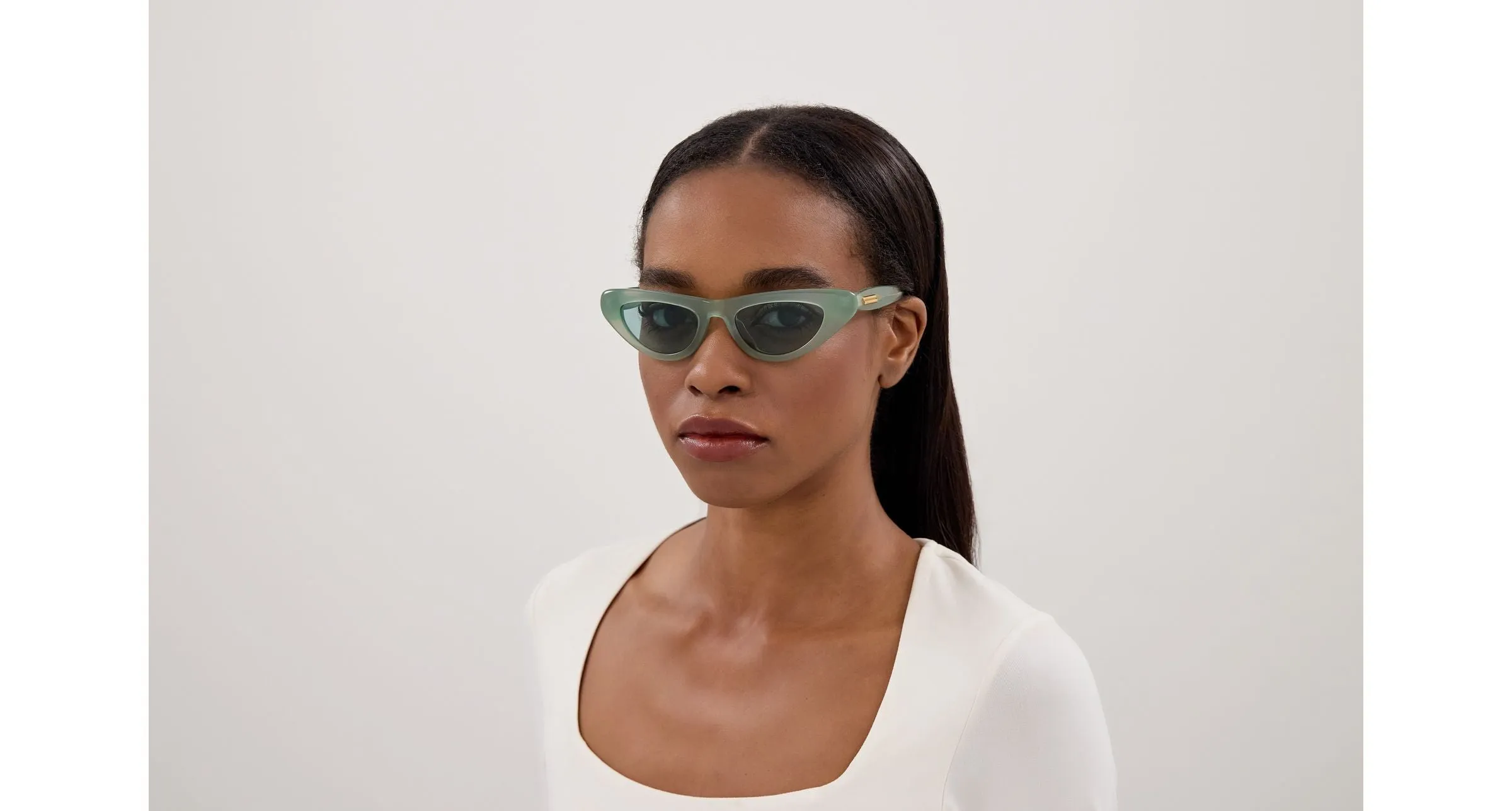 Bottega Veneta BV1450S 003 Occhiali da sole Acetato Verde Verde Cat Eye - immagine 4