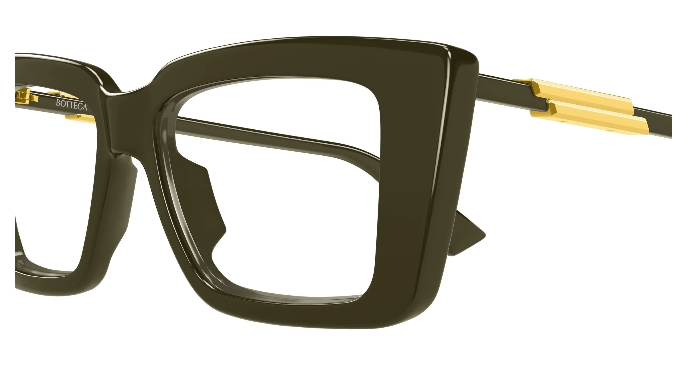 Bottega Veneta BV1448O 005 Montature da vista Acetato Verde Trasparente Squadrata - immagine 3