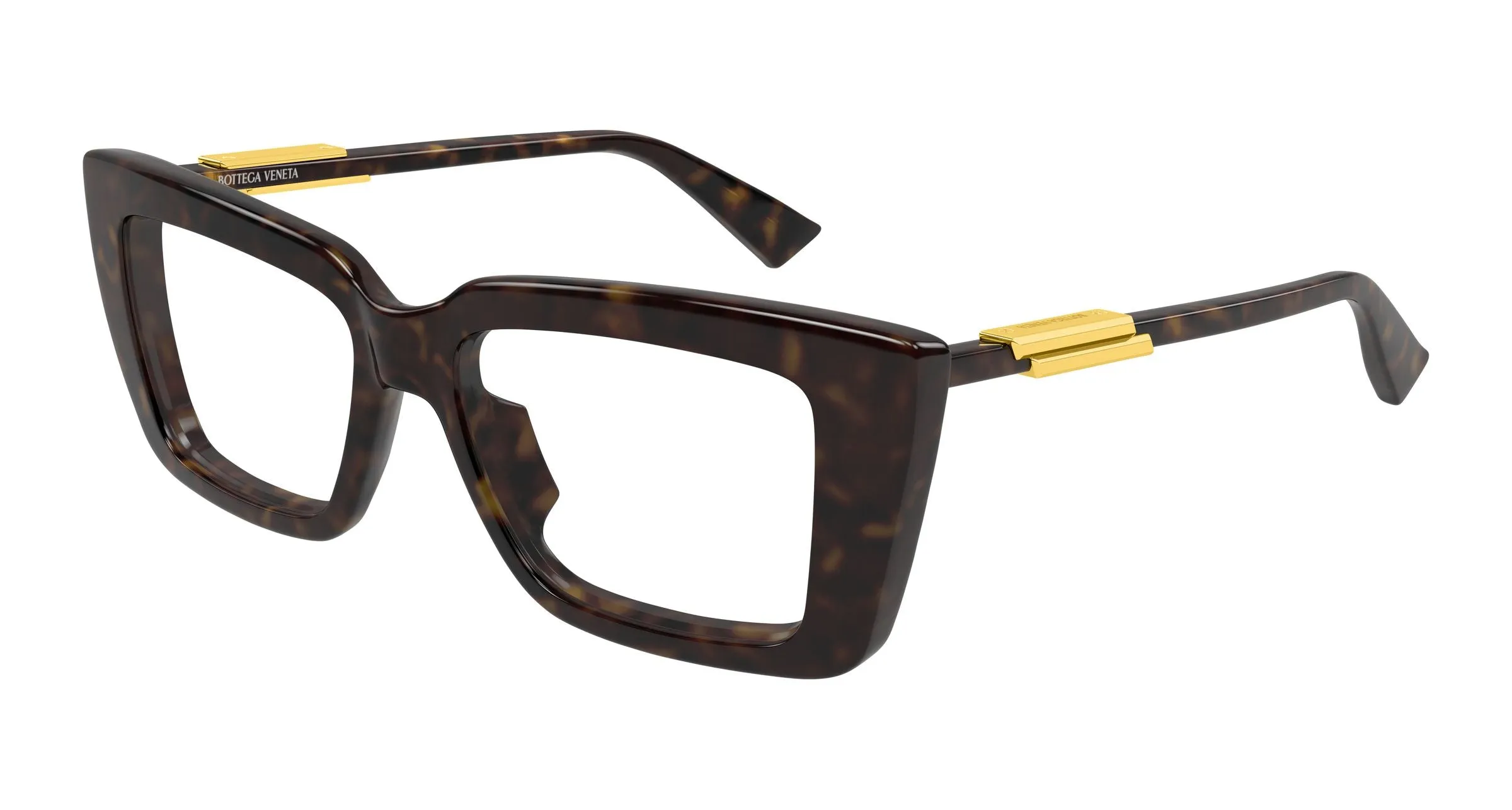 Bottega Veneta BV1448O 002 Montature da vista Acetato Havana Trasparente Squadrata - immagine 1