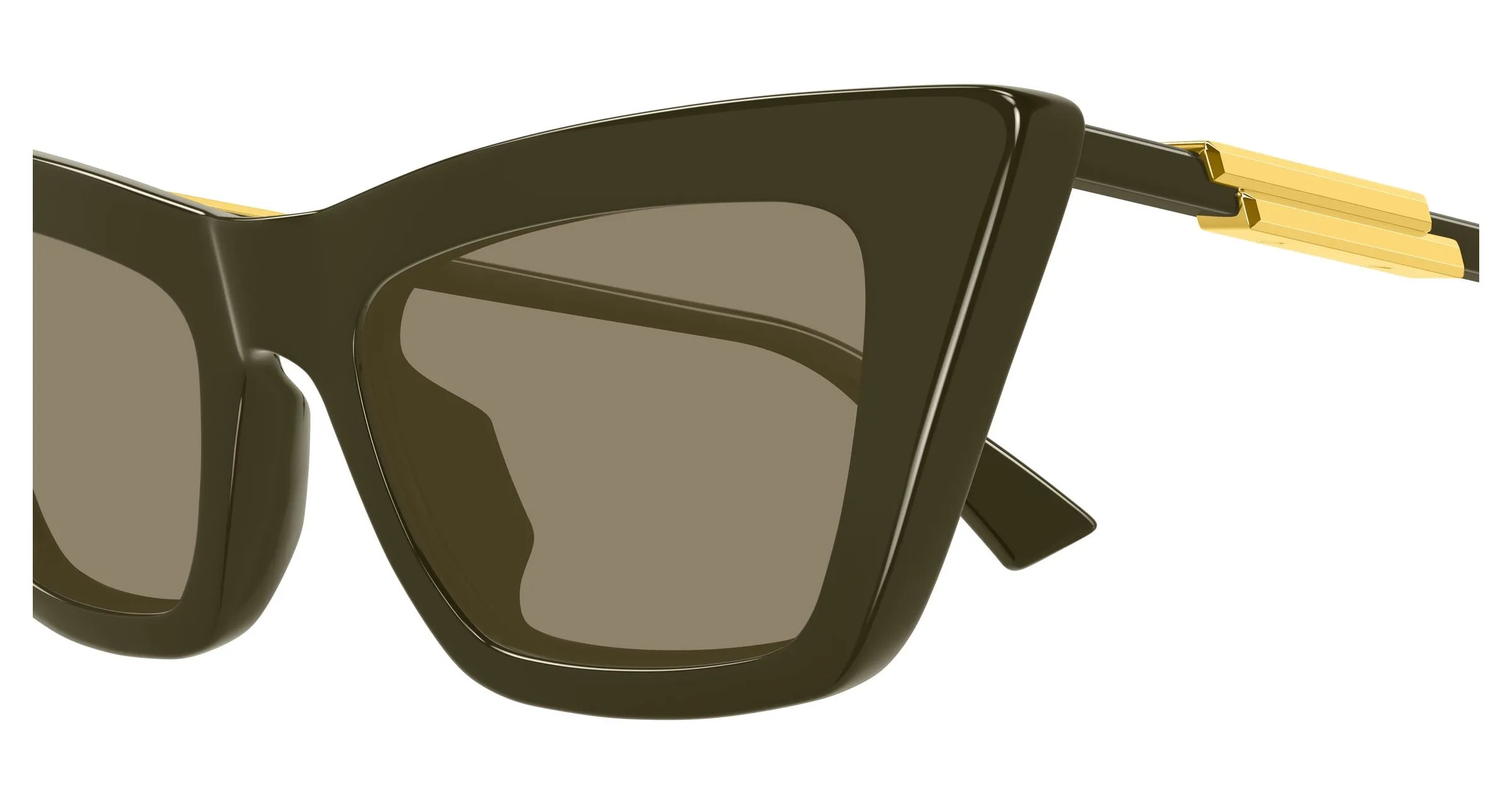 Bottega Veneta BV1446S 005 Occhiali da sole Acetato Verde Marrone Cat Eye - immagine 3