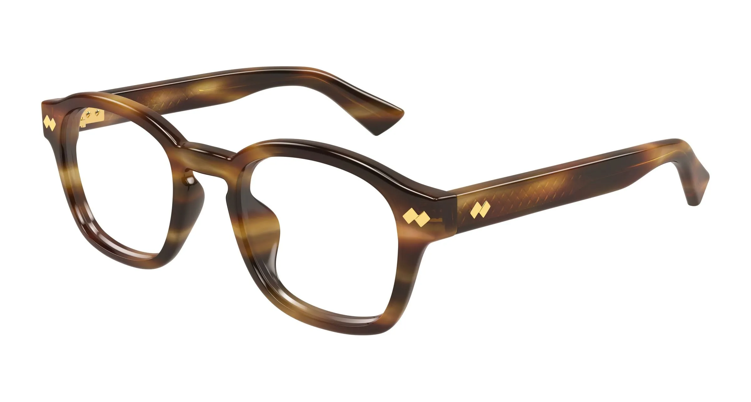 Bottega Veneta BV1445OA 002 Montature da vista Acetato Havana Trasparente Rotonda - immagine 1