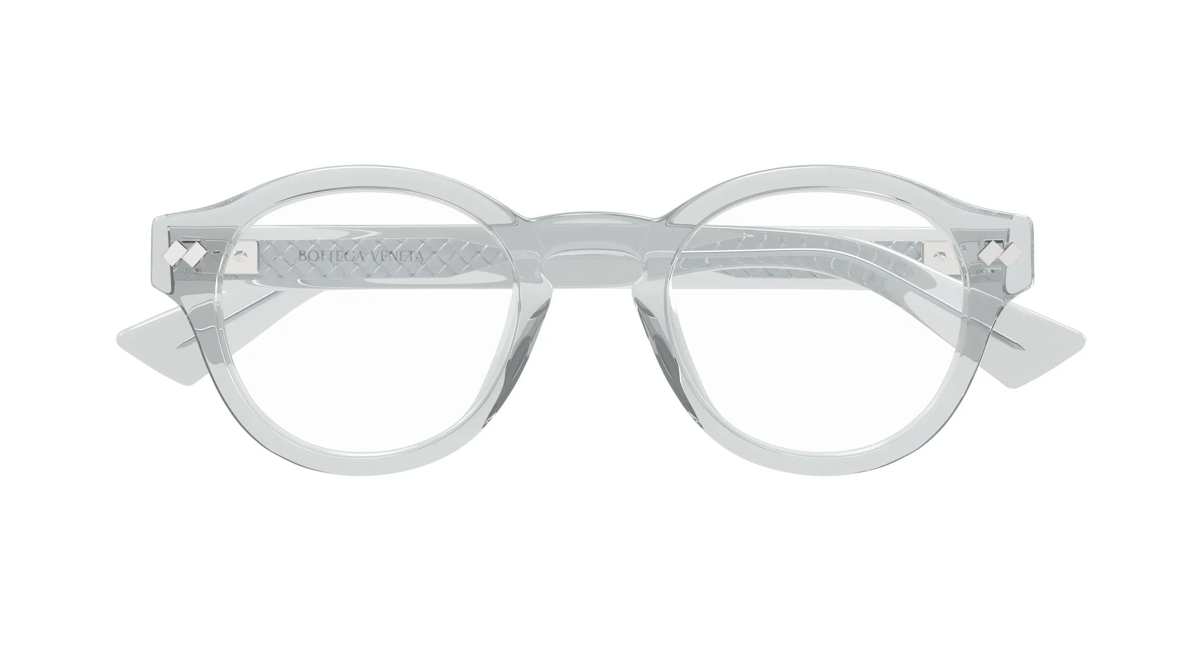Bottega Veneta BV1444OA 003 Montature da vista Acetato Grigio Trasparente Rotonda - immagine 2