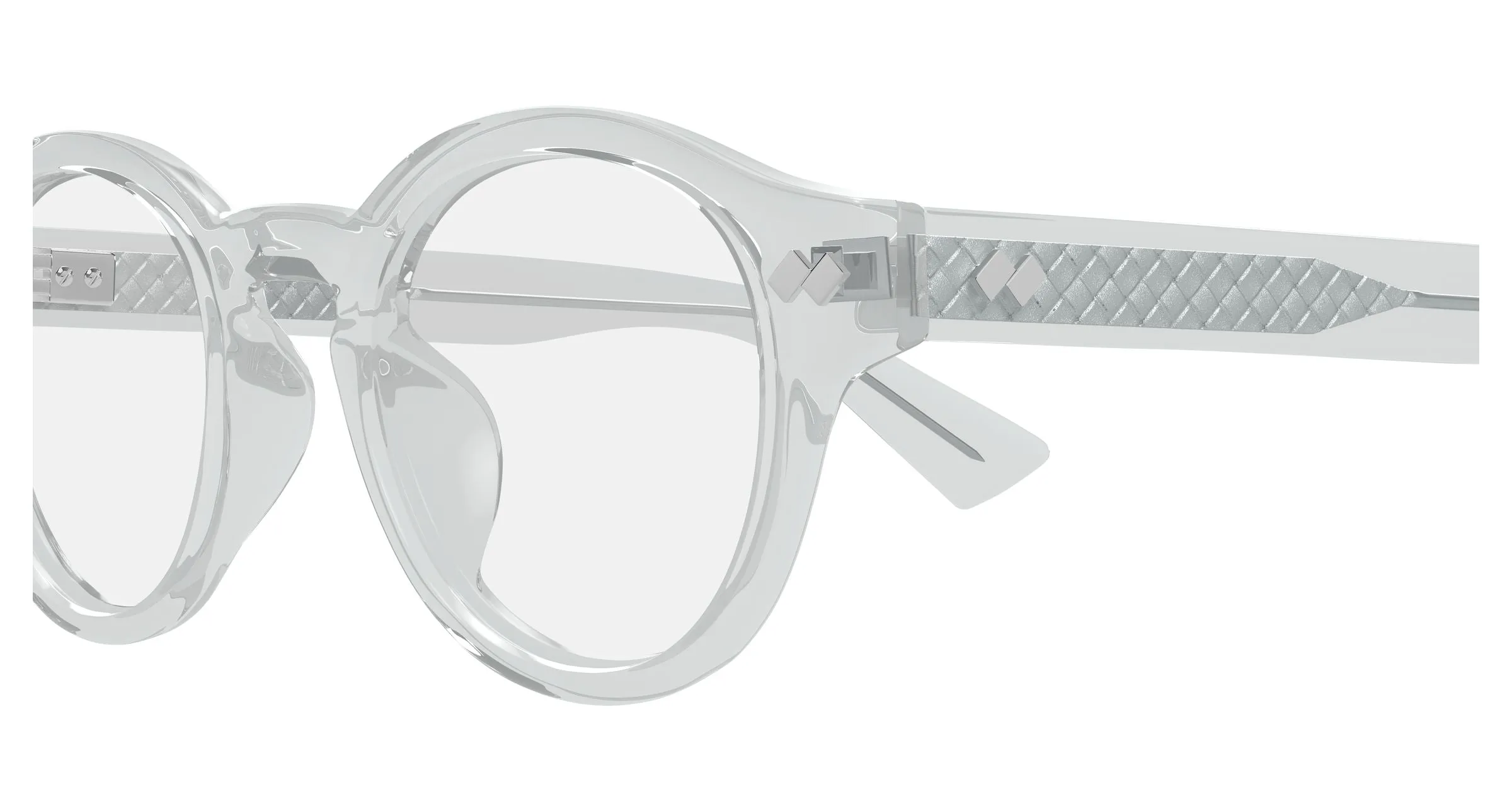 Bottega Veneta BV1444OA 003 Montature da vista Acetato Grigio Trasparente Rotonda - immagine 3