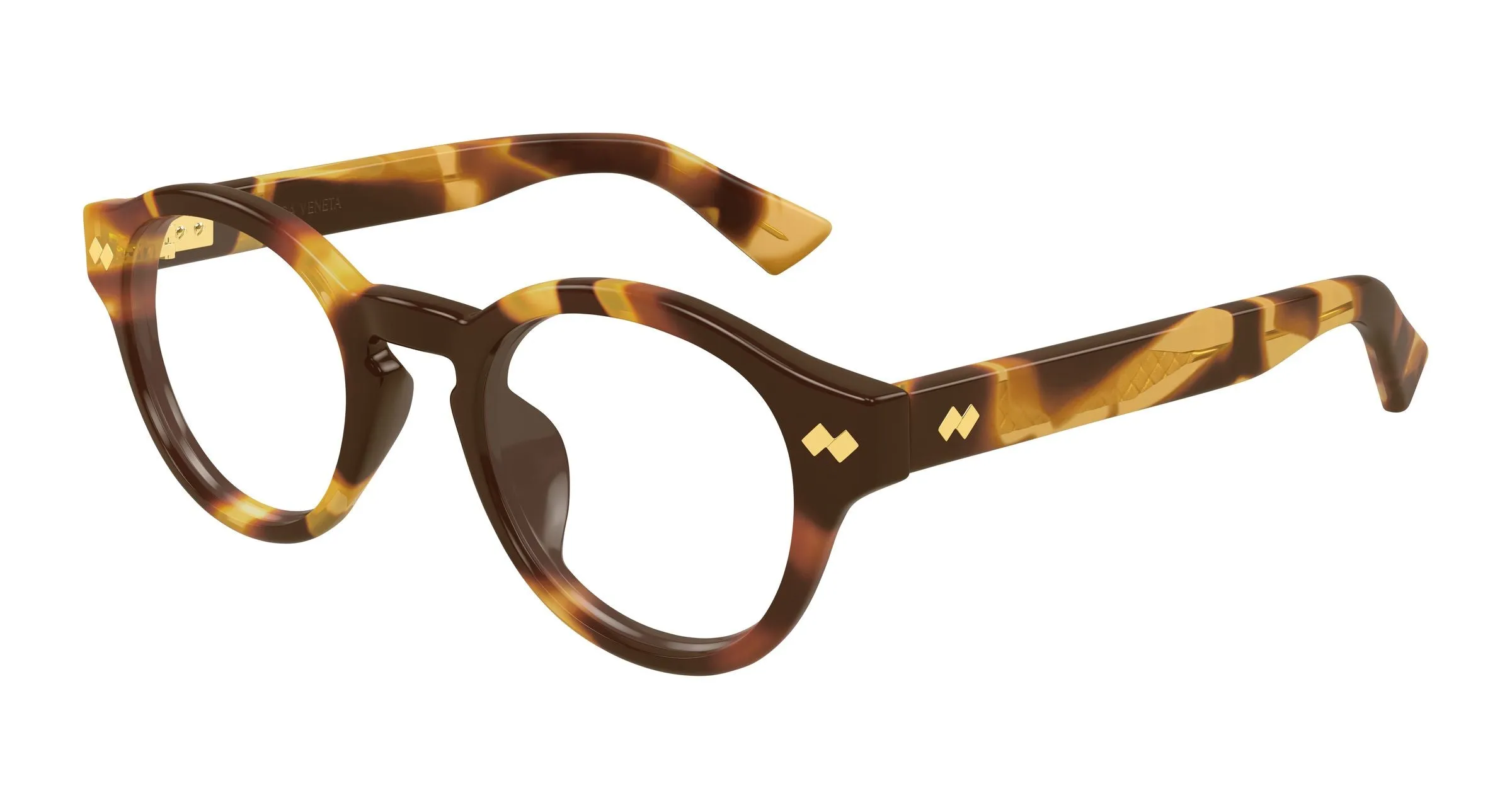 Bottega Veneta BV1444OA 002 Montature da vista Acetato Havana Trasparente Rotonda - immagine 1