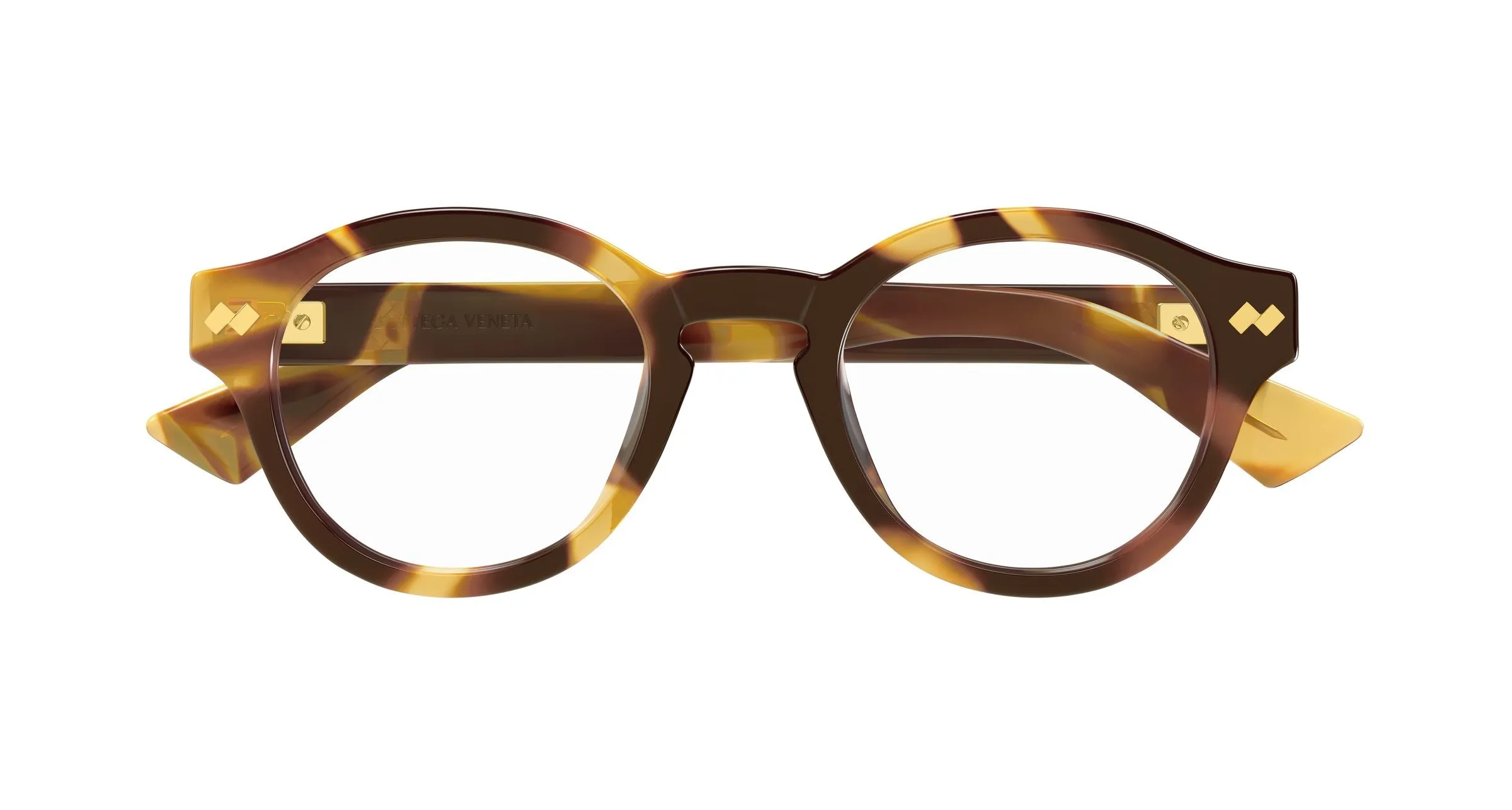 Bottega Veneta BV1444OA 002 Montature da vista Acetato Havana Trasparente Rotonda - immagine 2