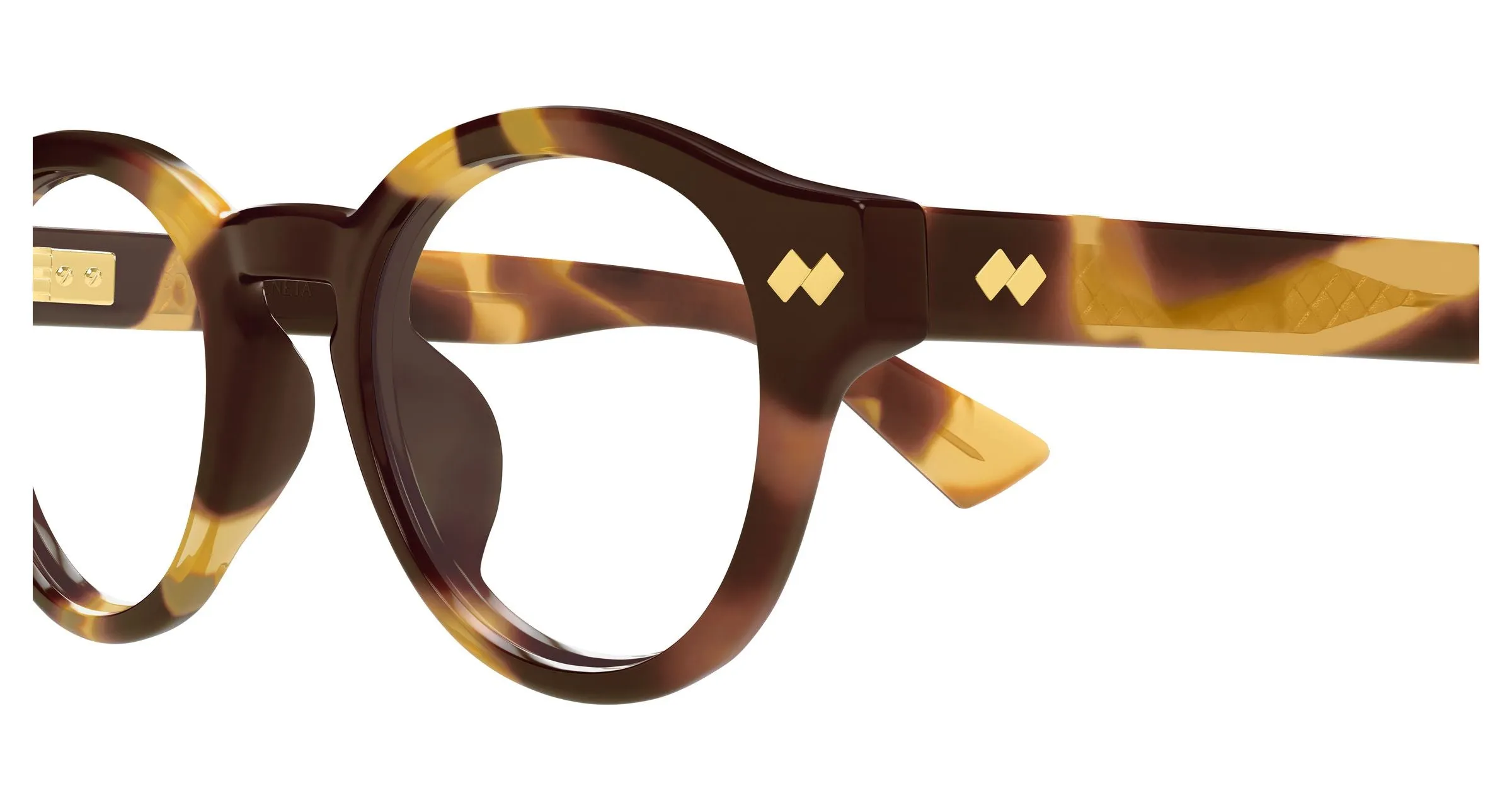 Bottega Veneta BV1444OA 002 Montature da vista Acetato Havana Trasparente Rotonda - immagine 3