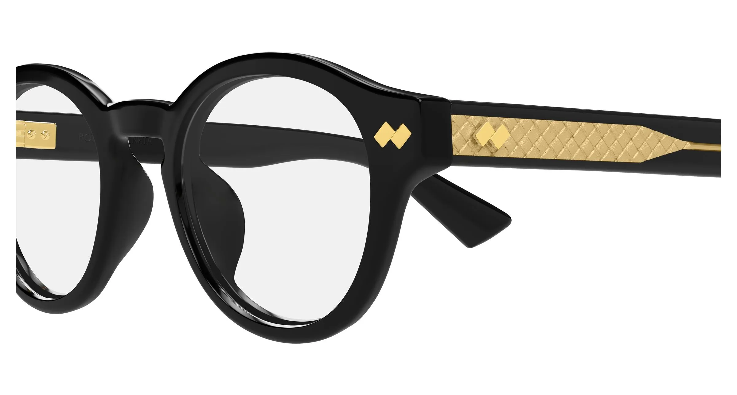 Bottega Veneta BV1444OA 001 Montature da vista Acetato Nero Trasparente Rotonda - immagine 3