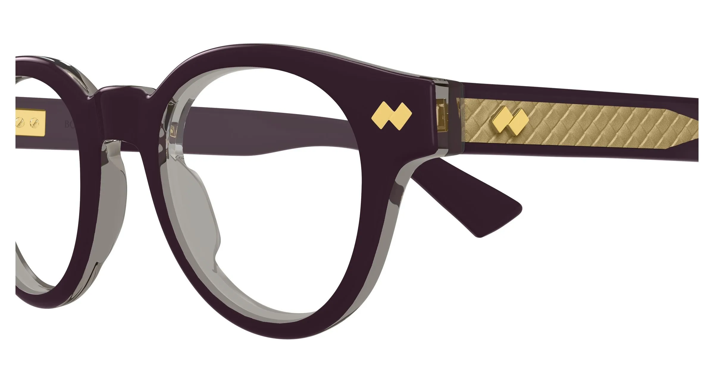 Bottega Veneta BV1443O 004 Montature da vista Acetato Viola Trasparente Rotonda - immagine 3