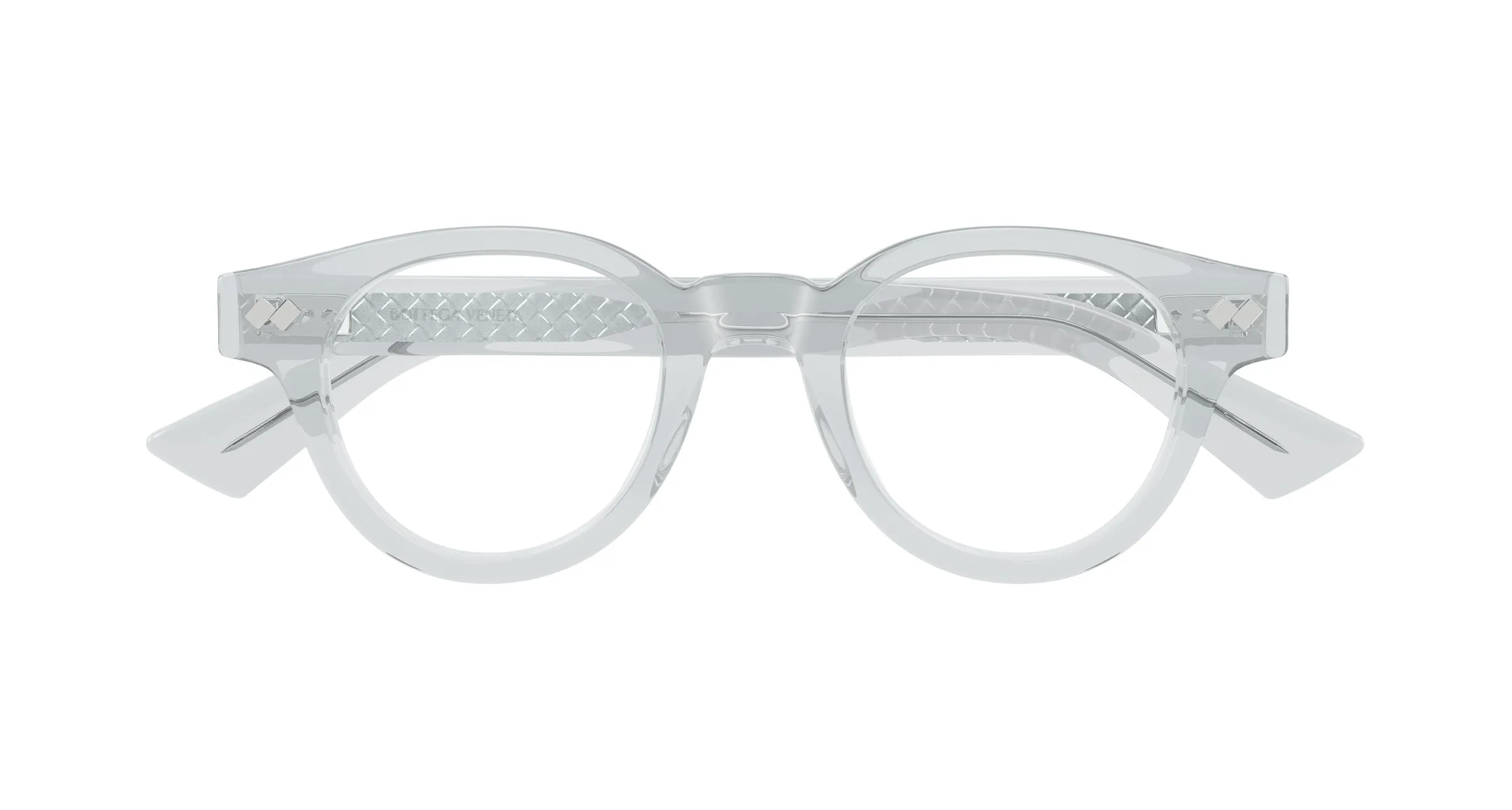 Bottega Veneta BV1443O 003 Montature da vista Acetato Grigio Trasparente Rotonda - immagine 2