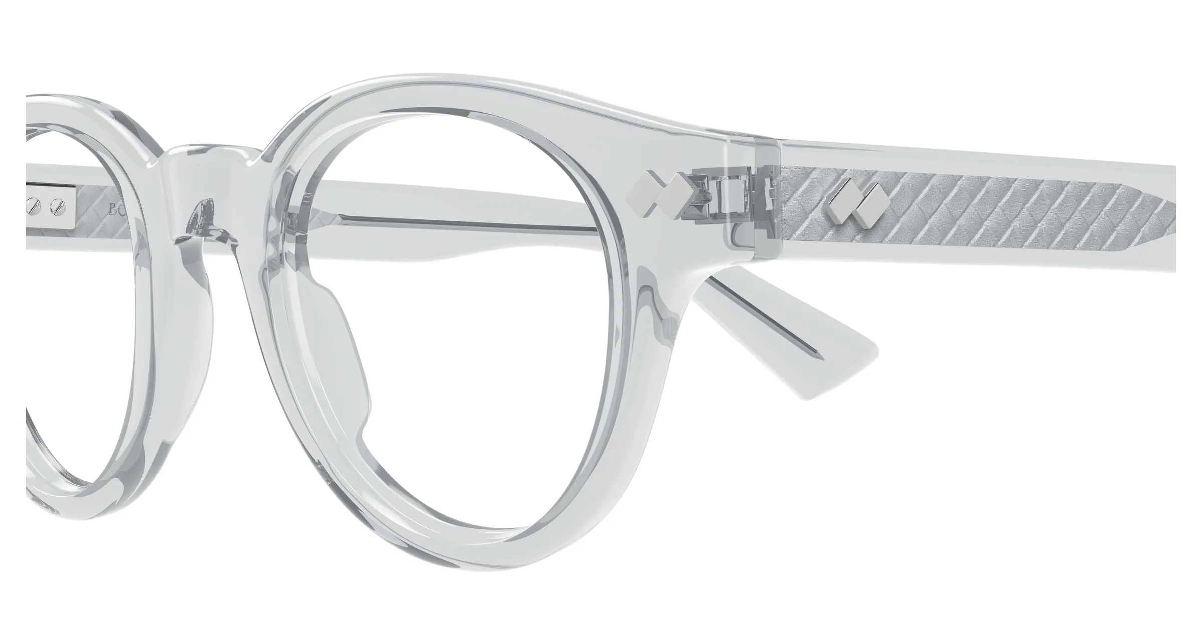 Bottega Veneta BV1443O 003 Montature da vista Acetato Grigio Trasparente Rotonda - immagine 3