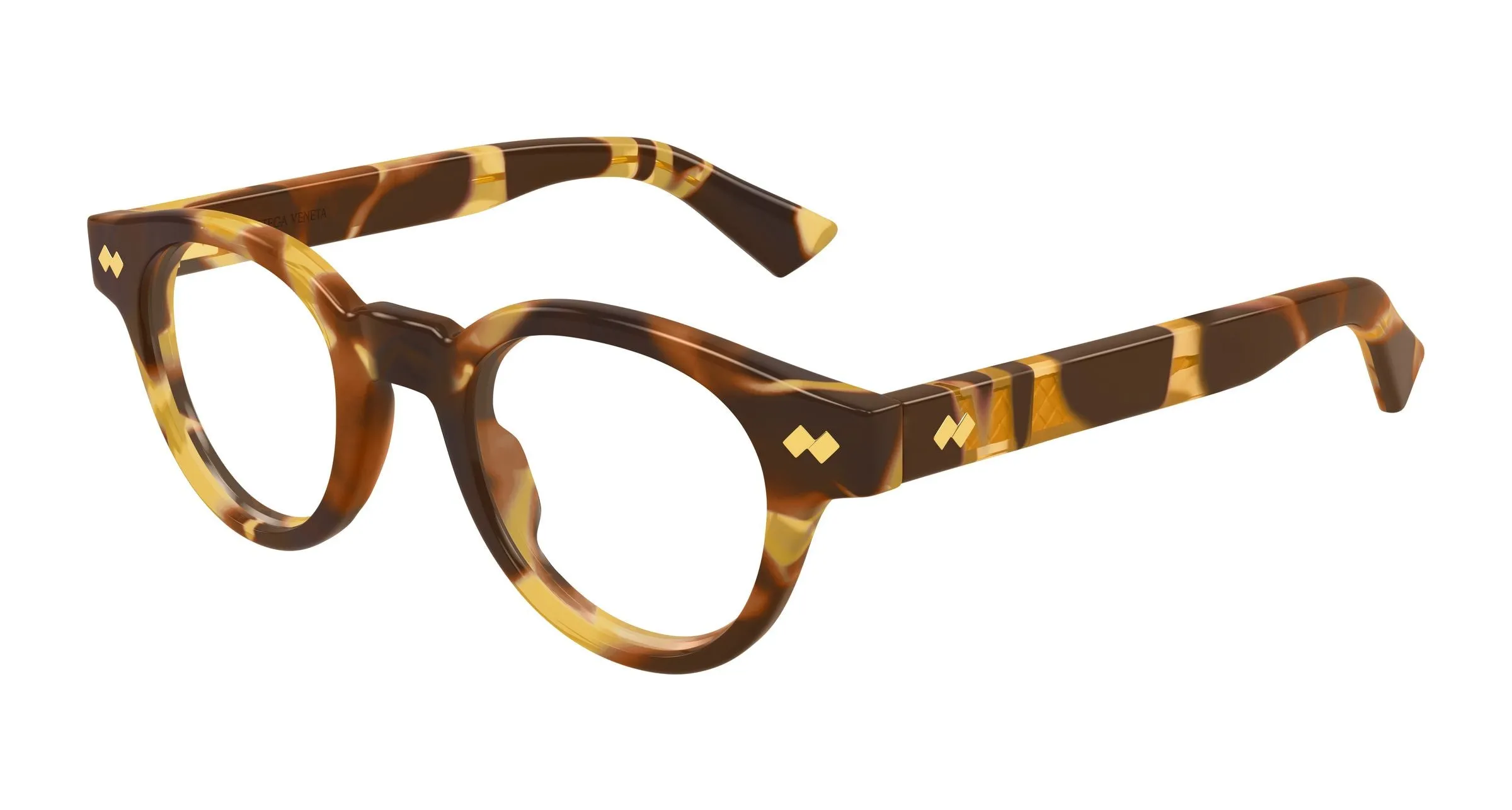 Bottega Veneta BV1443O 002 Montature da vista Acetato Havana Trasparente Rotonda - immagine 1