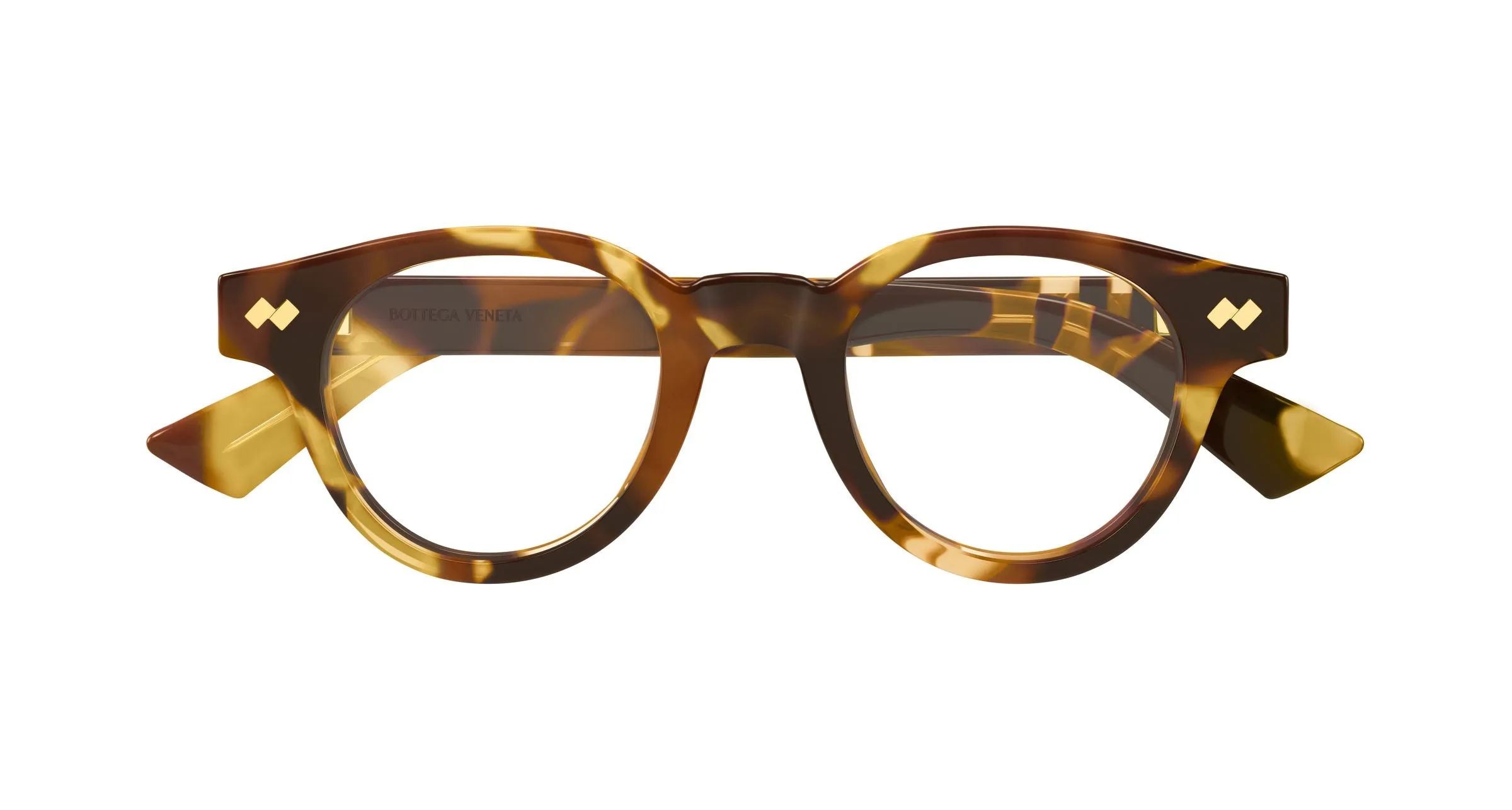 Bottega Veneta BV1443O 002 Montature da vista Acetato Havana Trasparente Rotonda - immagine 2