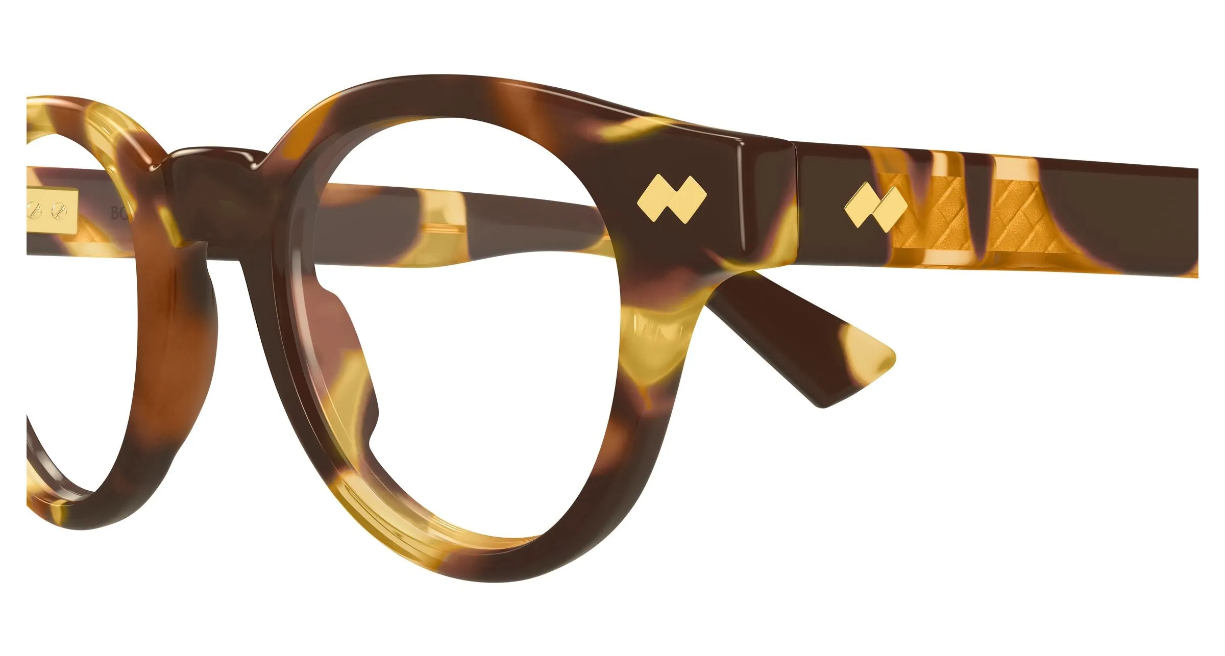 Bottega Veneta BV1443O 002 Montature da vista Acetato Havana Trasparente Rotonda - immagine 3