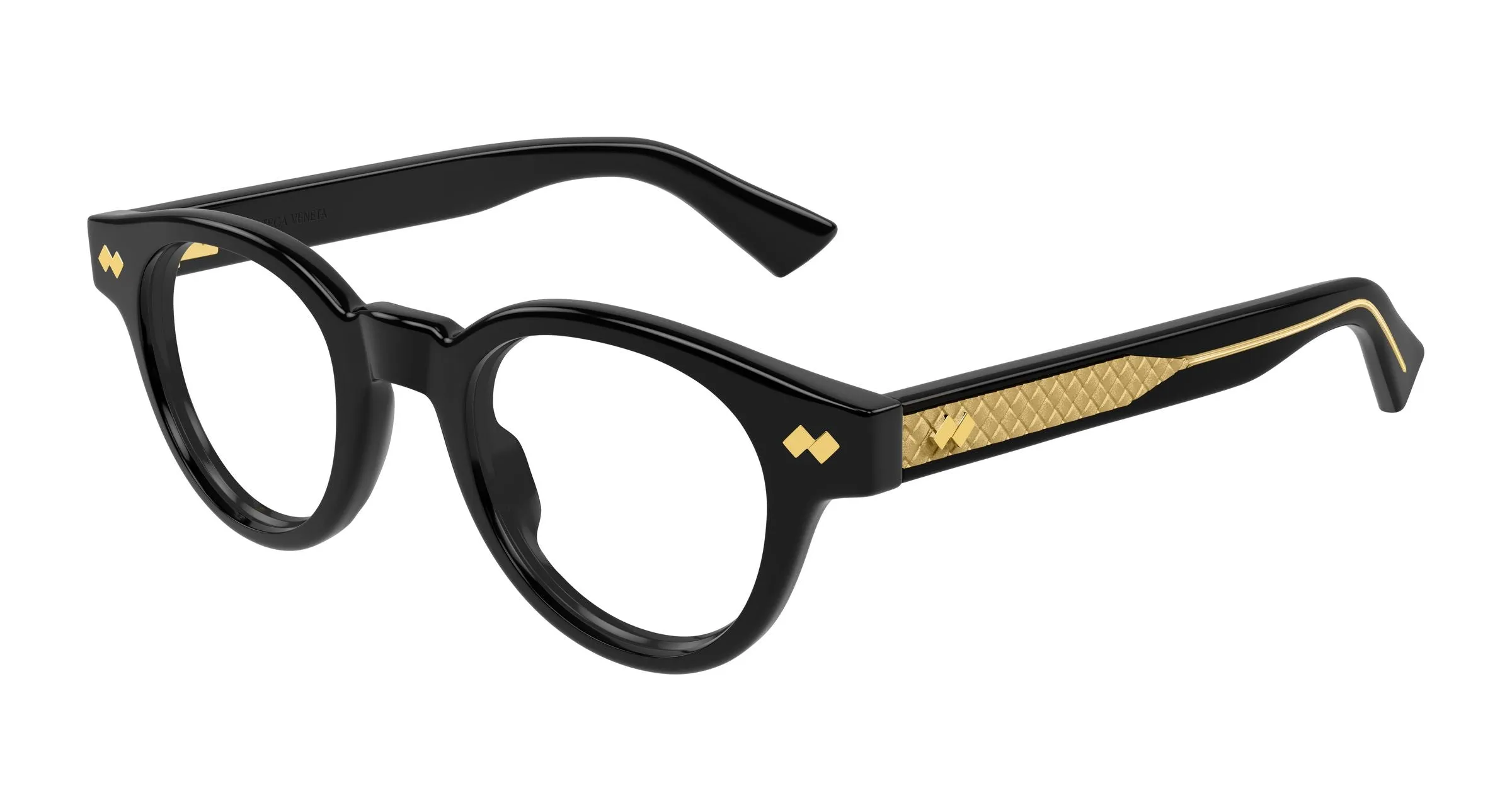 Bottega Veneta BV1443O 001 Montature da vista Acetato Nero Trasparente Rotonda - immagine 1