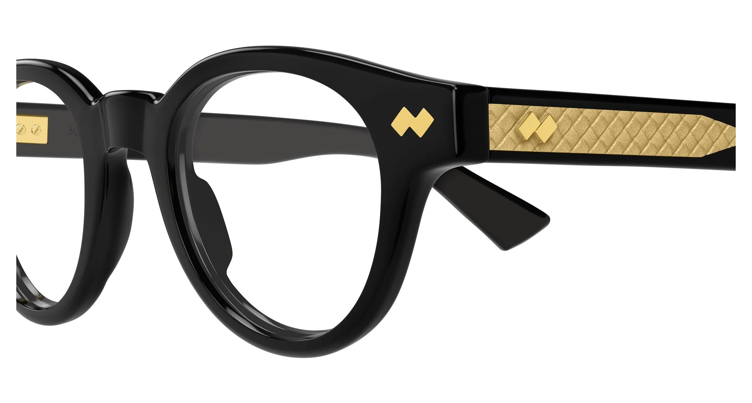 Bottega Veneta BV1443O 001 Montature da vista Acetato Nero Trasparente Rotonda - immagine 3