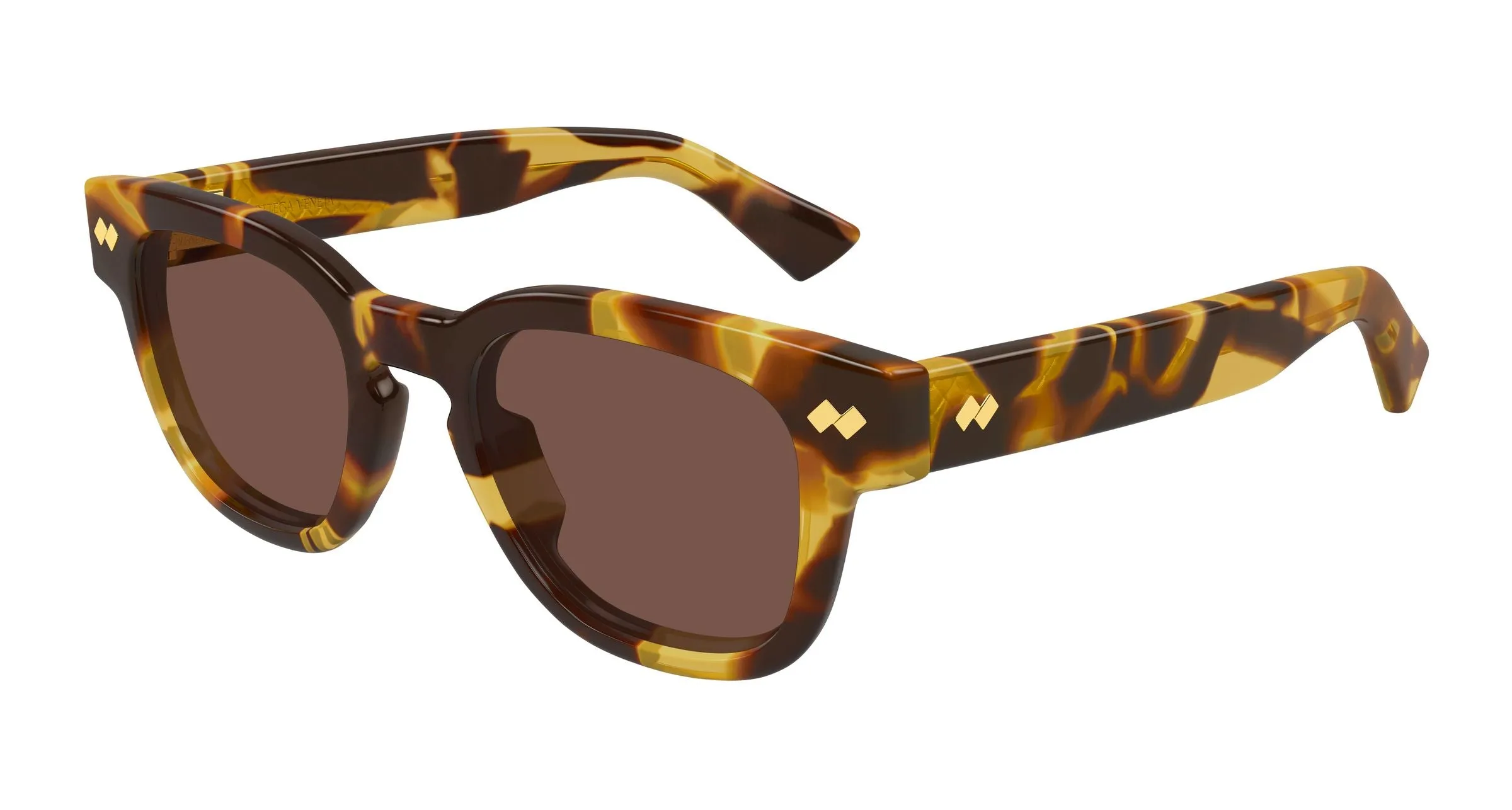 Bottega Veneta BV1441S 002 Occhiali da sole Acetato Havana Marrone Rotonda - immagine 1