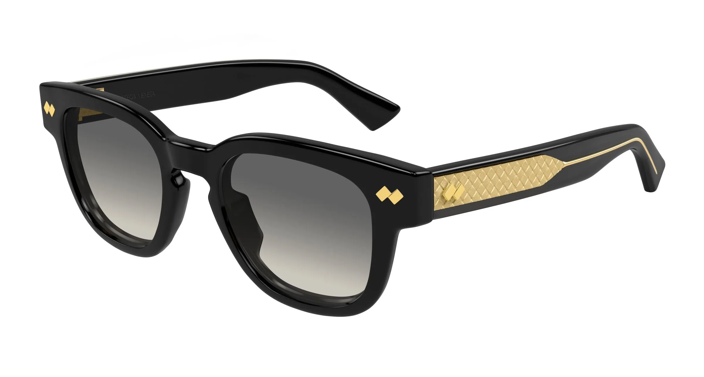 Bottega Veneta BV1441S 001 Occhiali da sole Acetato Nero Grigio Rotonda - immagine 1