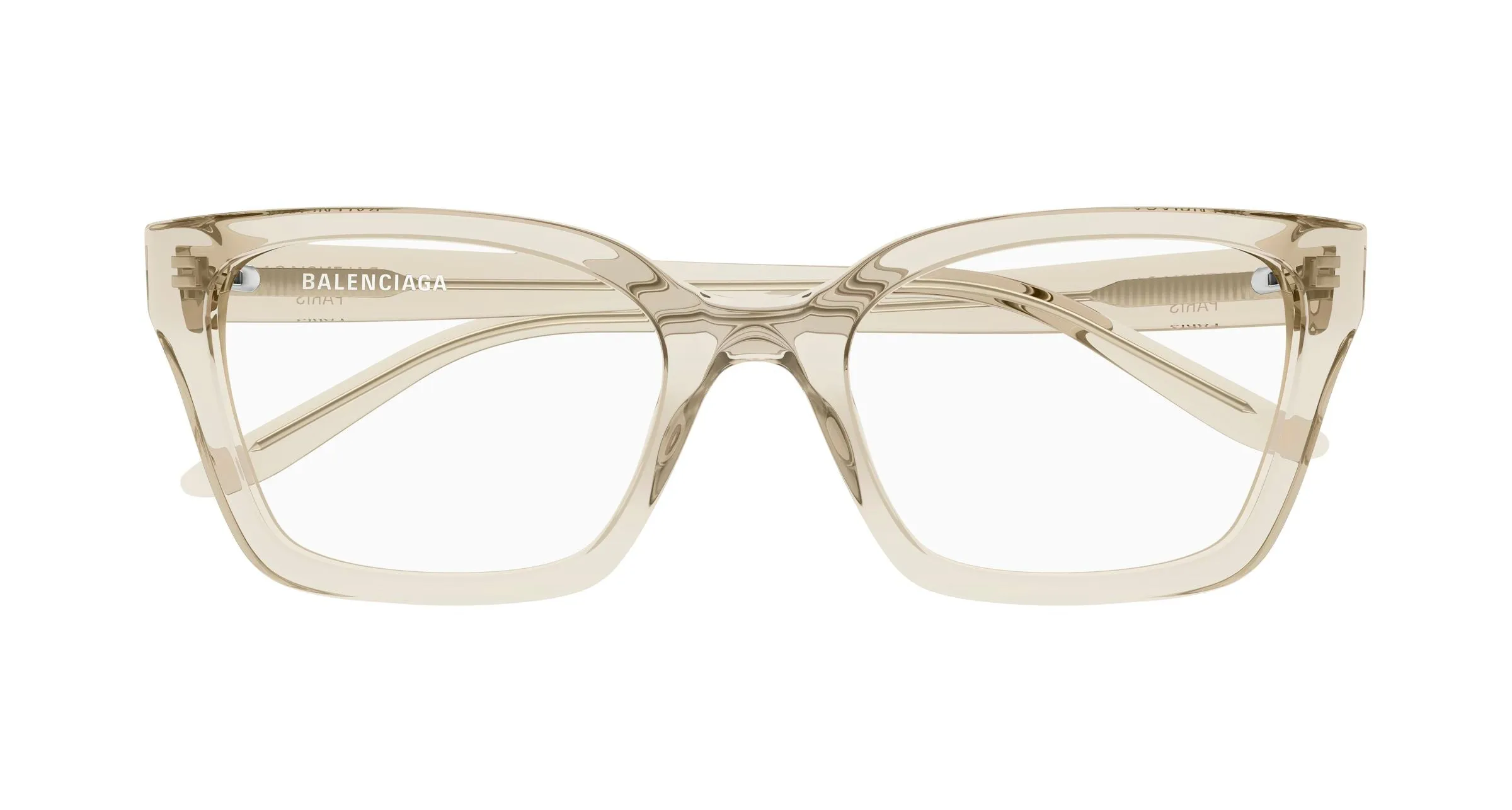 Balenciaga BB0501O 005 Montature da vista Acetato Beige Trasparente Cat Eye - immagine 2