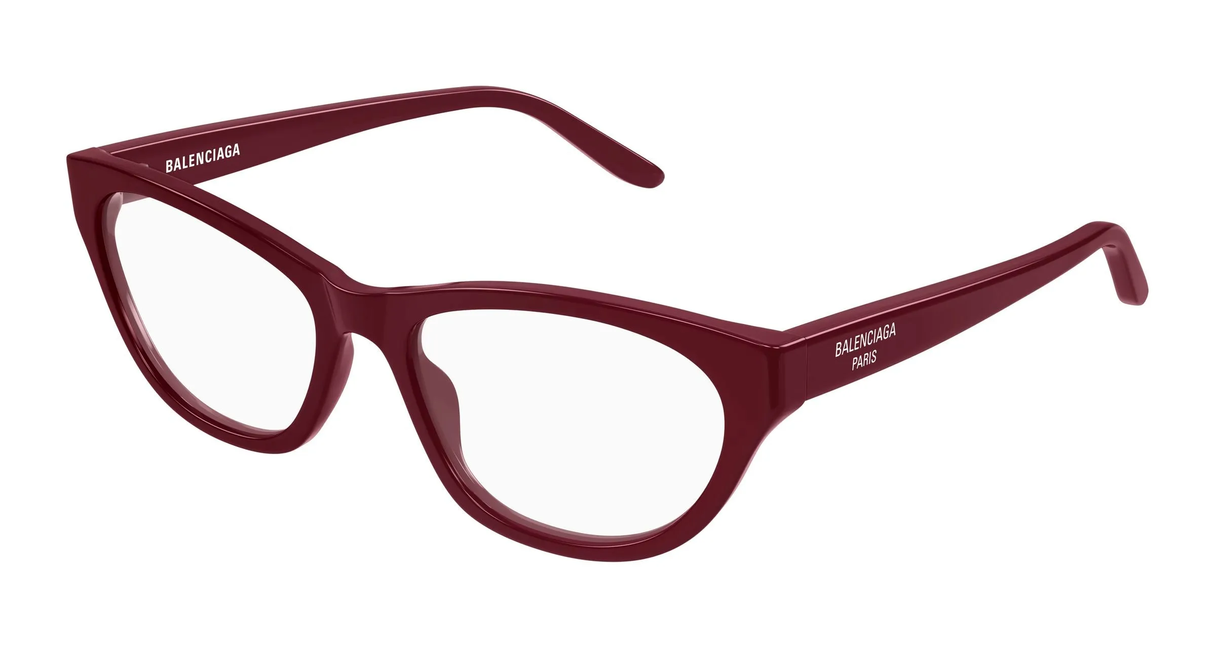 Balenciaga BB0500O 006 Montature da vista Acetato Bordeaux Trasparente Cat Eye - immagine 1