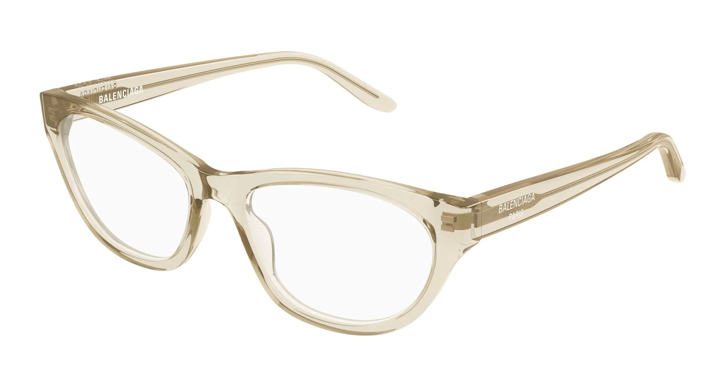 Balenciaga BB0500O 005 Montature da vista Acetato Beige Trasparente Cat Eye - immagine 1