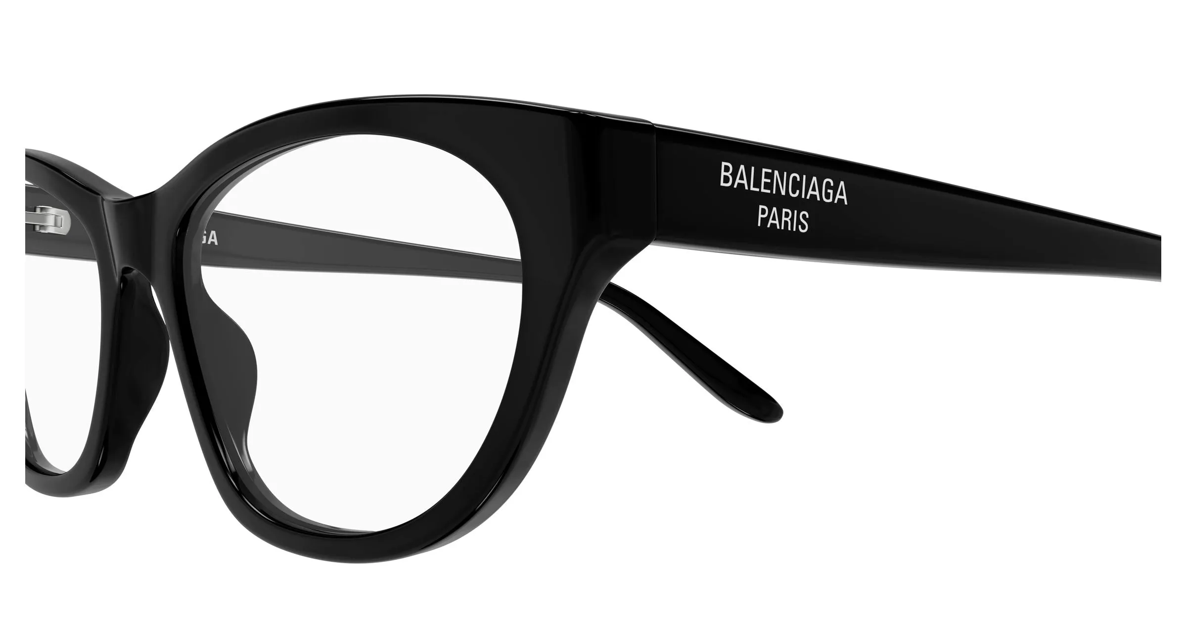 Balenciaga BB0500O 001 Montature da vista Acetato Nero Trasparente Cat Eye - immagine 3