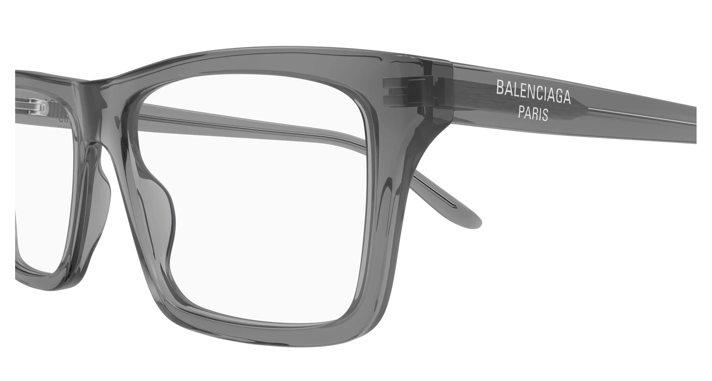 Balenciaga BB0499O 004 Montature da vista Acetato Grigio Trasparente Squadrata - immagine 3