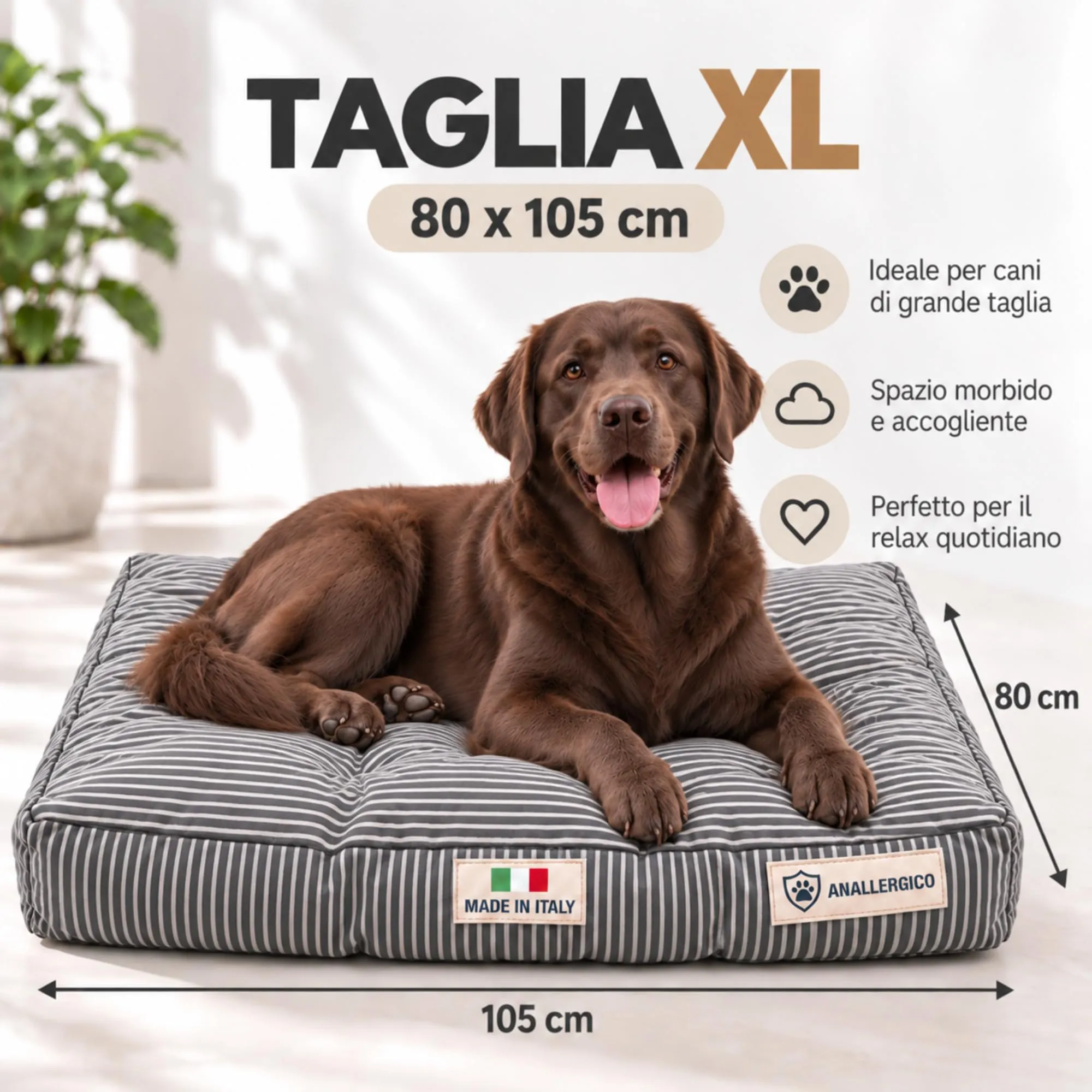 TECNOCUCI Cuccia Cane Lavabile, Realizzata a Mano in Italia, Taglia XL - immagine 2