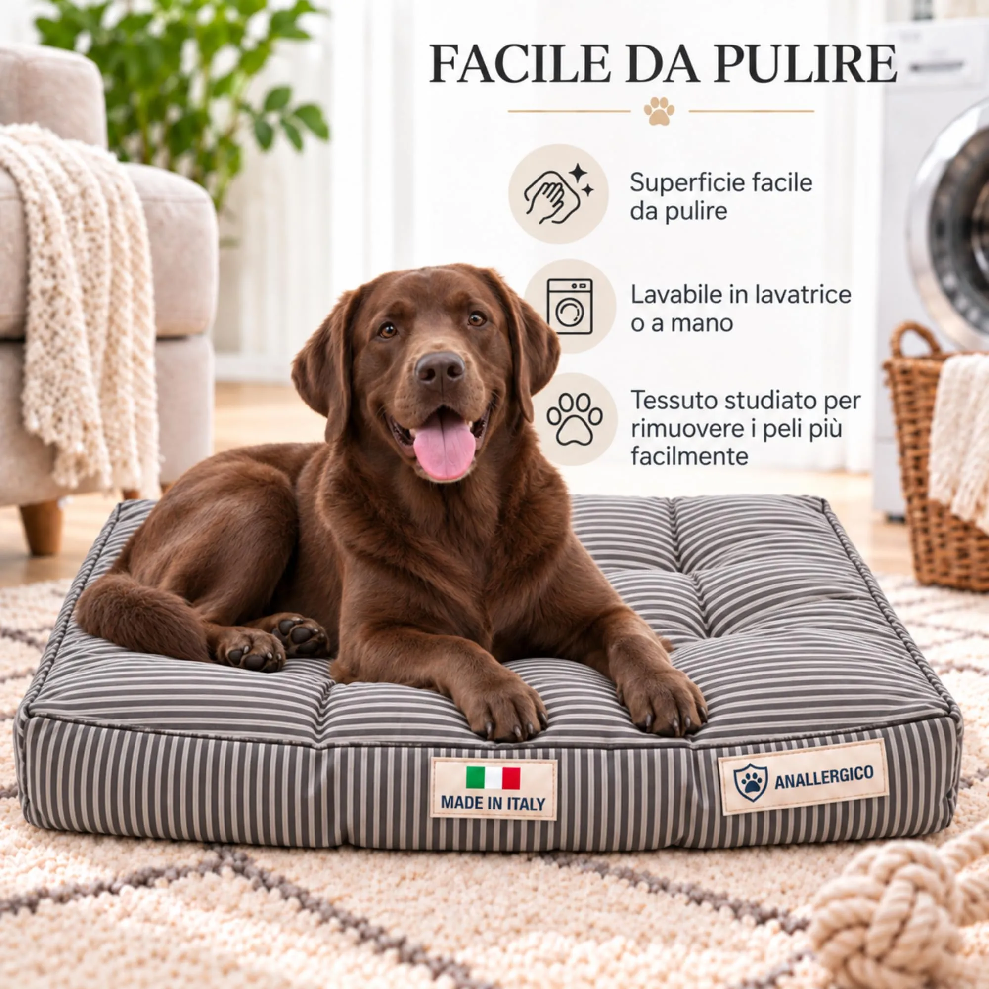 TECNOCUCI Cuccia Cane Lavabile, Realizzata a Mano in Italia, Taglia XL - immagine 3