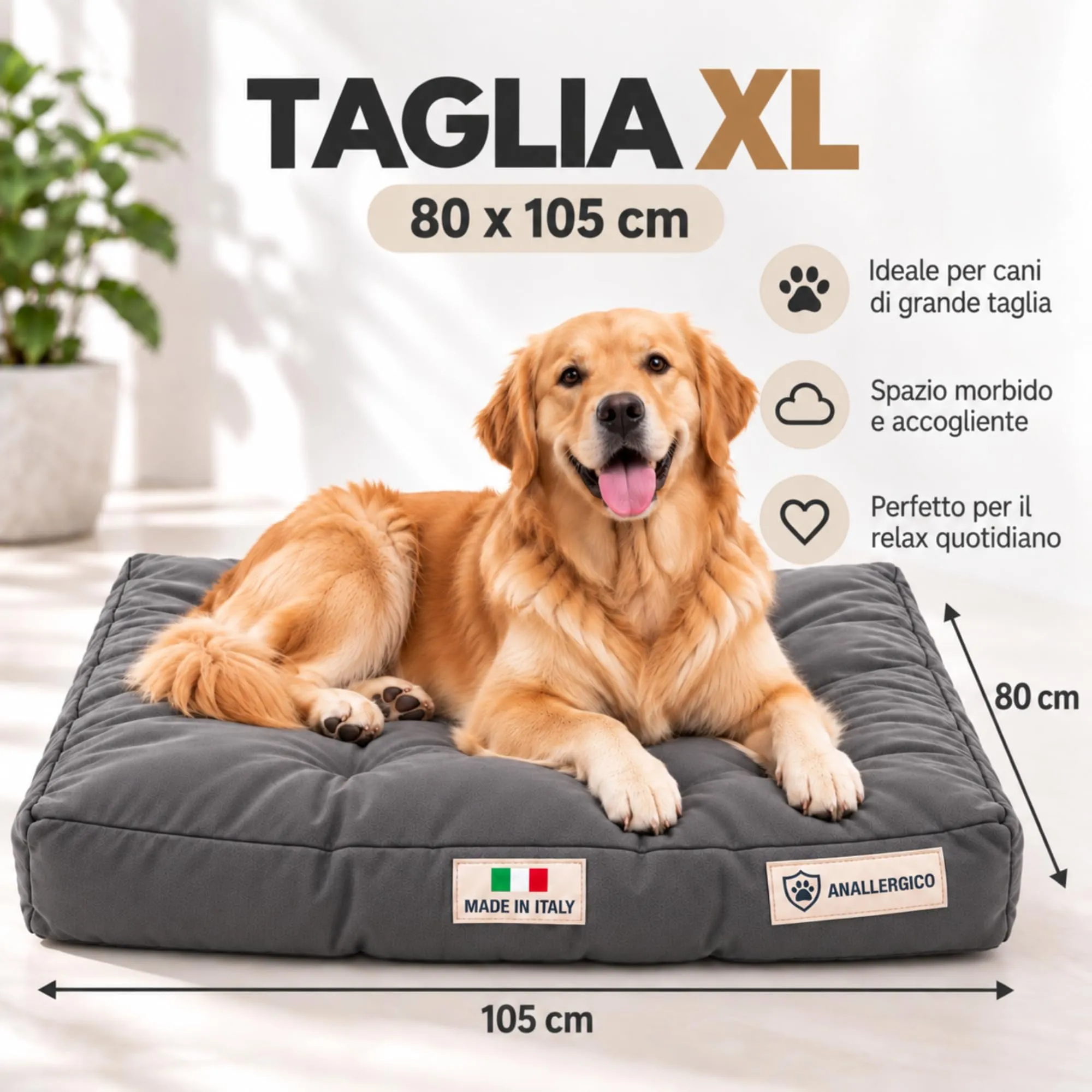 TECNOCUCI Cuccia Cane Lavabile, Realizzata a Mano in Italia, Taglia XL - immagine 2