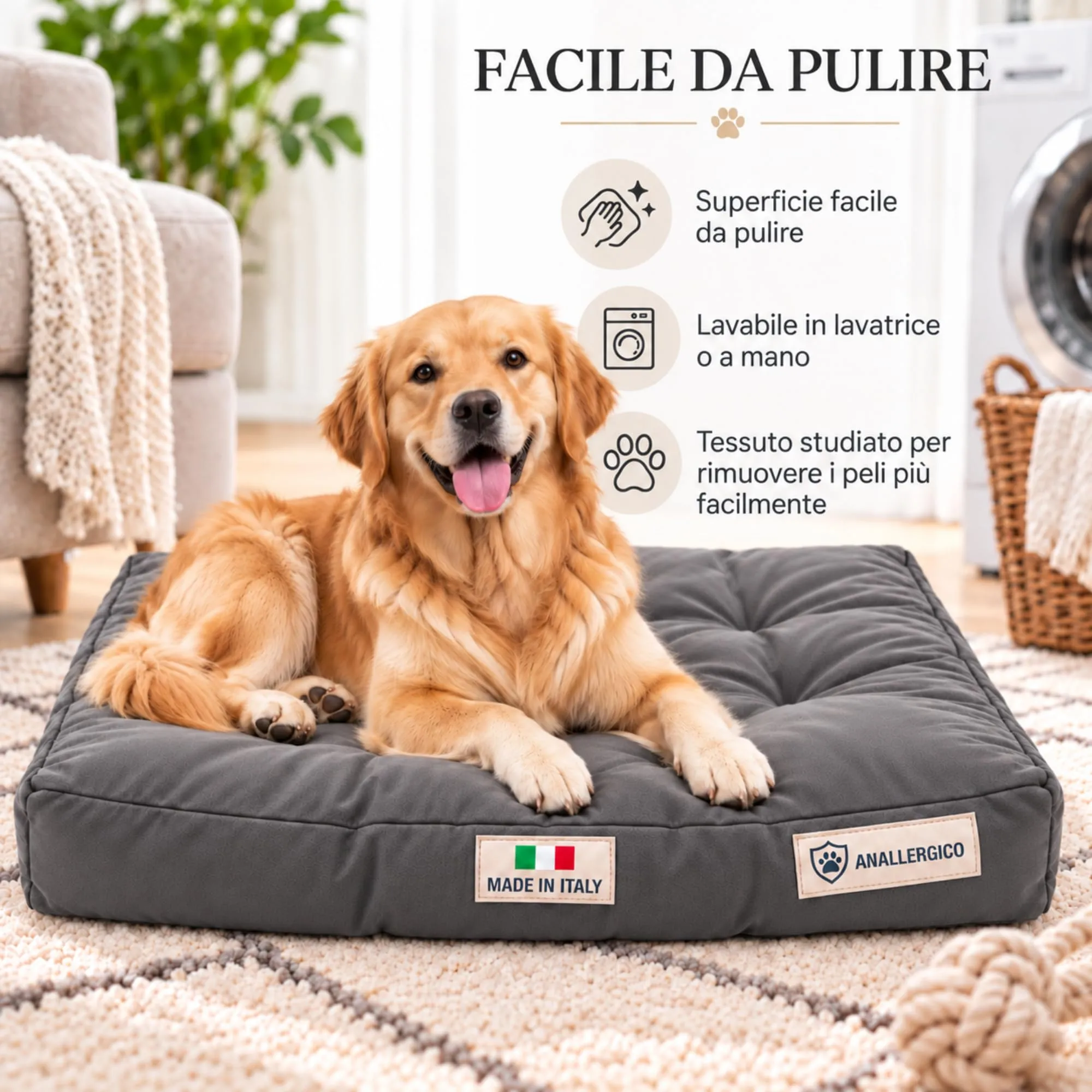 TECNOCUCI Cuccia Cane Lavabile, Realizzata a Mano in Italia, Taglia XL - immagine 3