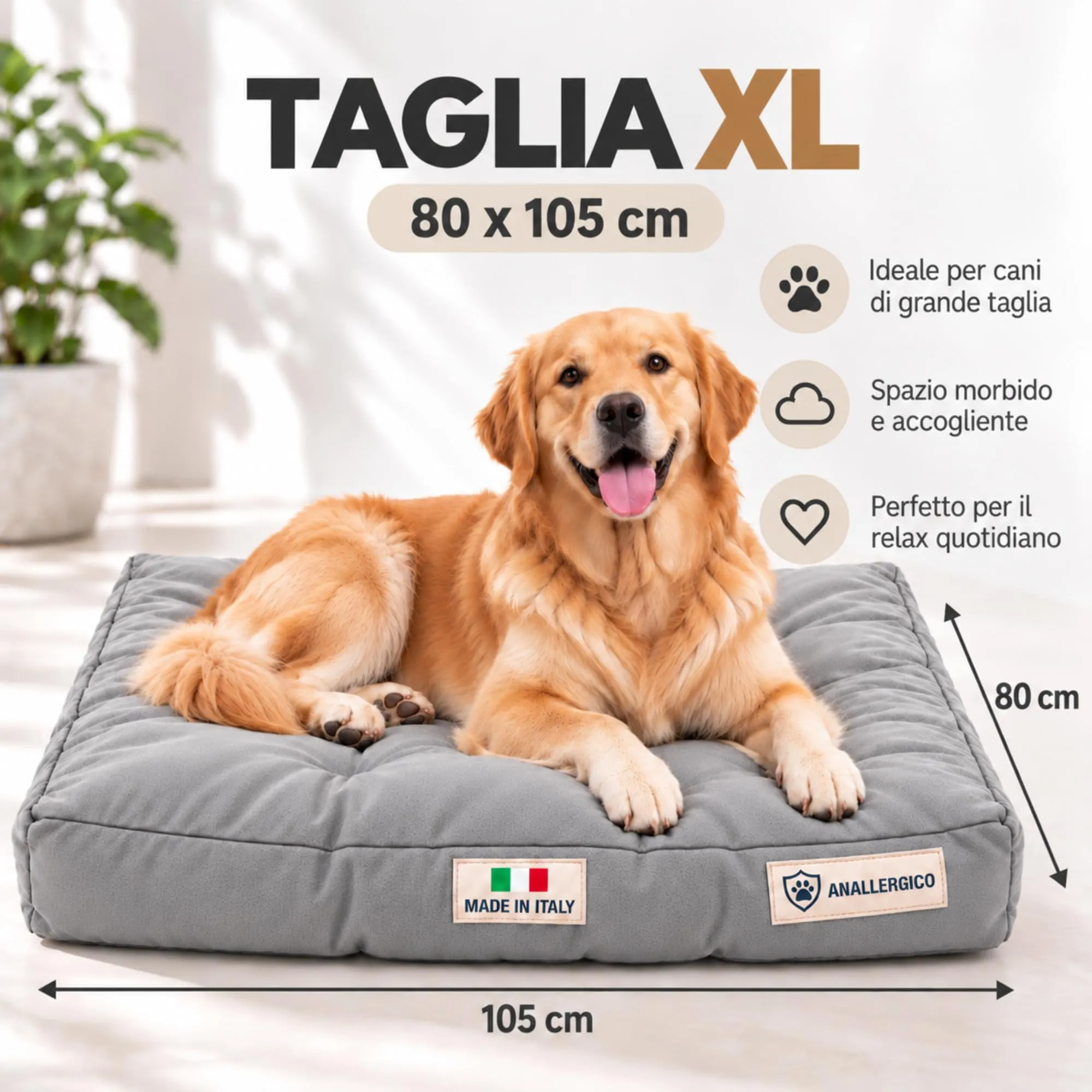 TECNOCUCI Cuccia Cane Lavabile, Realizzata a Mano in Italia, Taglia XL - immagine 2