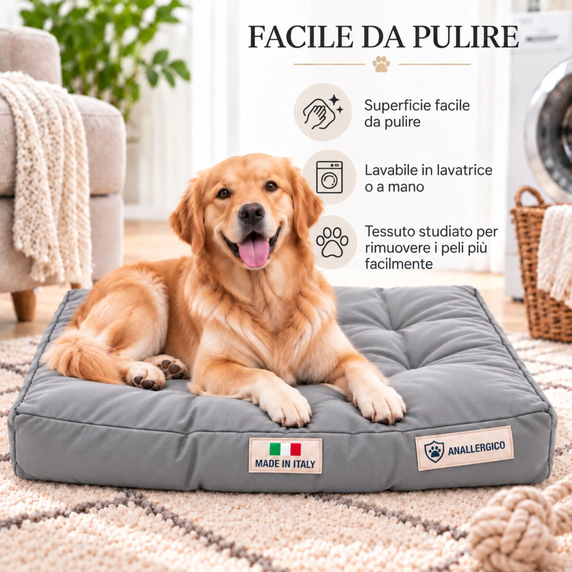 TECNOCUCI Cuccia Cane Lavabile, Realizzata a Mano in Italia, Taglia XL - immagine 3