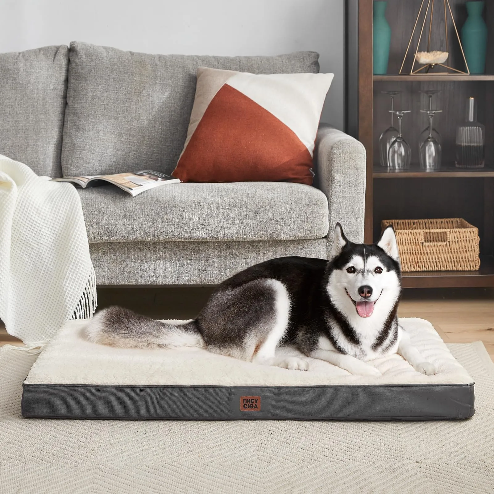 EHEYCIGA Removable Washable Orthopedic Dog Bed Cushion,White, 89 x 58 cm - immagine 8