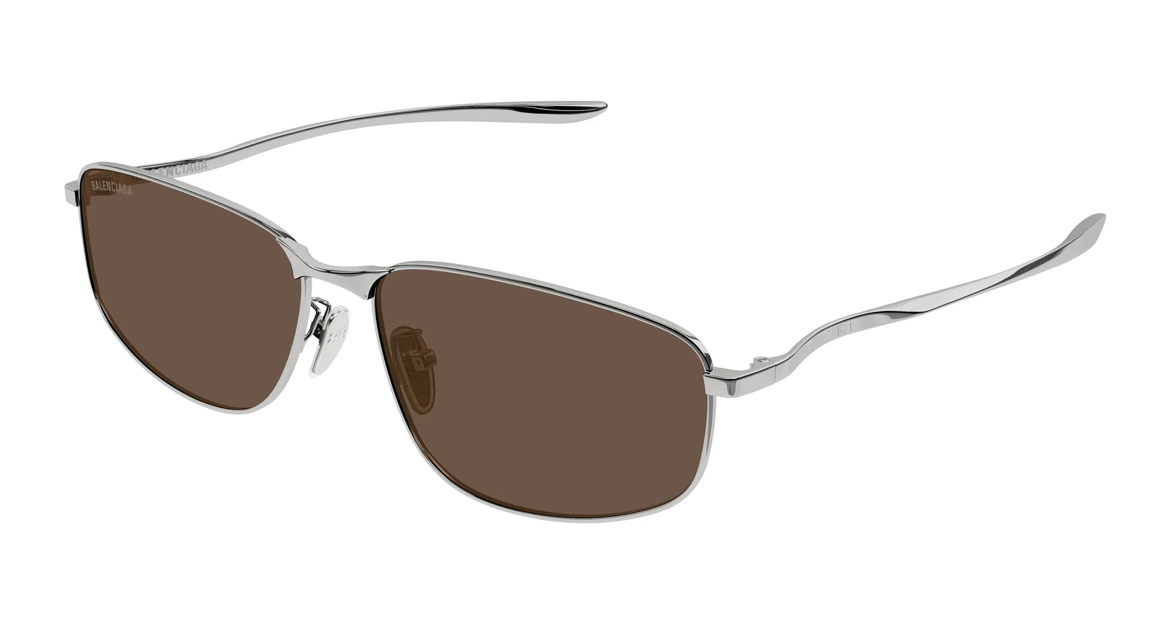 Balenciaga BB0494SA 002 Occhiali da sole Metallo Rutenio Marrone Squadrata - immagine 1