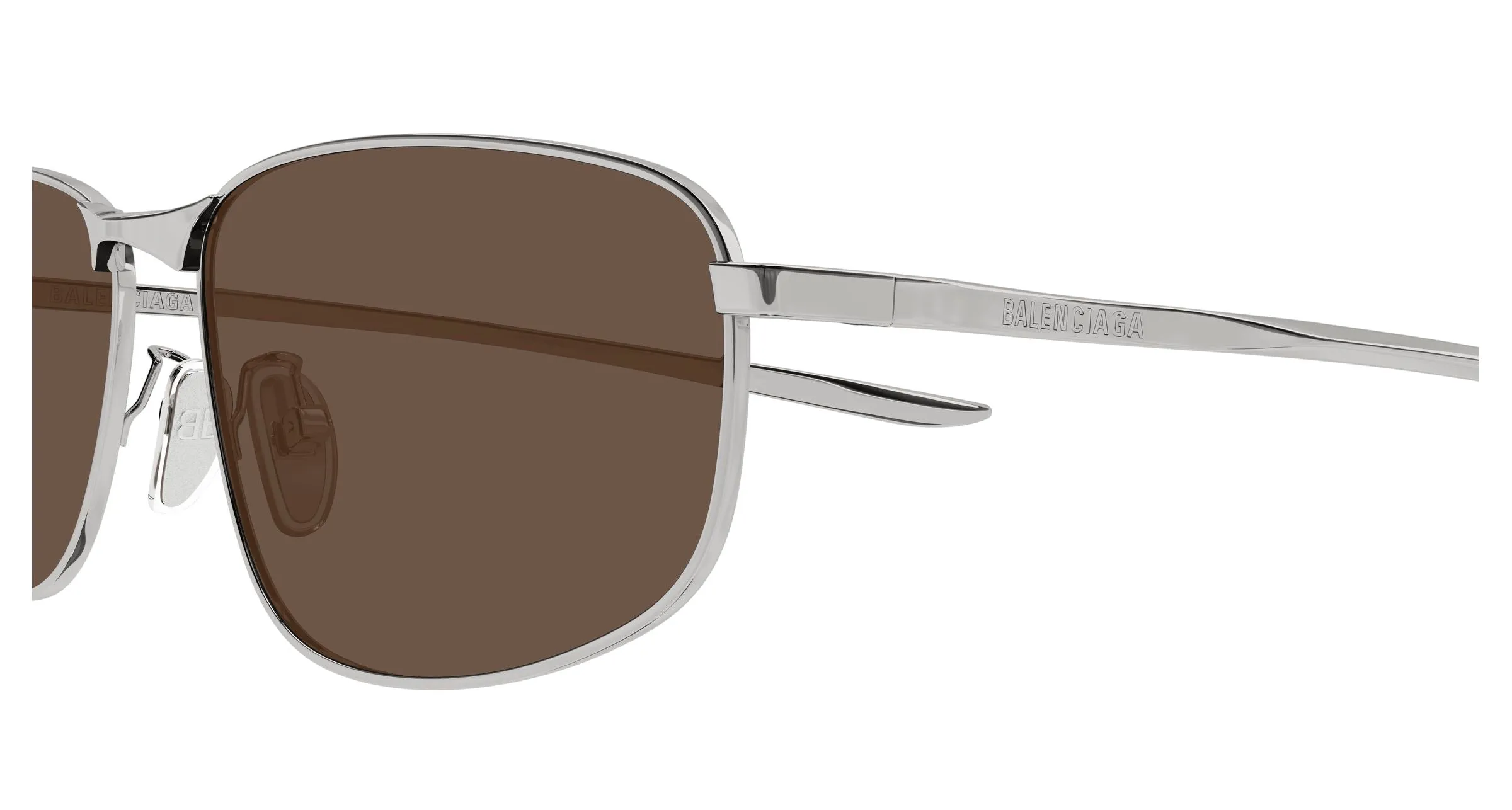 Balenciaga BB0494SA 002 Occhiali da sole Metallo Rutenio Marrone Squadrata - immagine 3