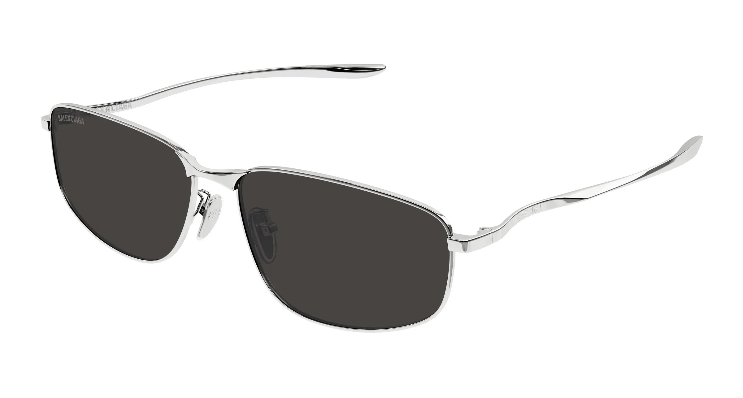 Balenciaga BB0494SA 001 Occhiali da sole Metallo Argento Grigio Squadrata - immagine 1