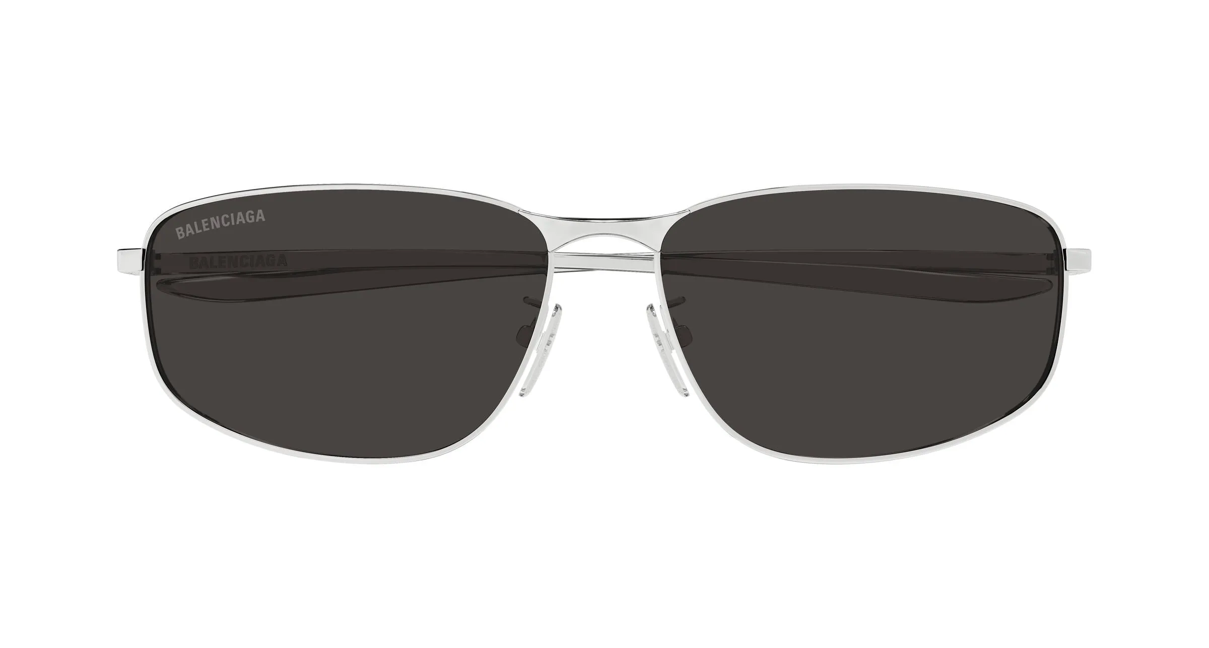 Balenciaga BB0494SA 001 Occhiali da sole Metallo Argento Grigio Squadrata - immagine 2