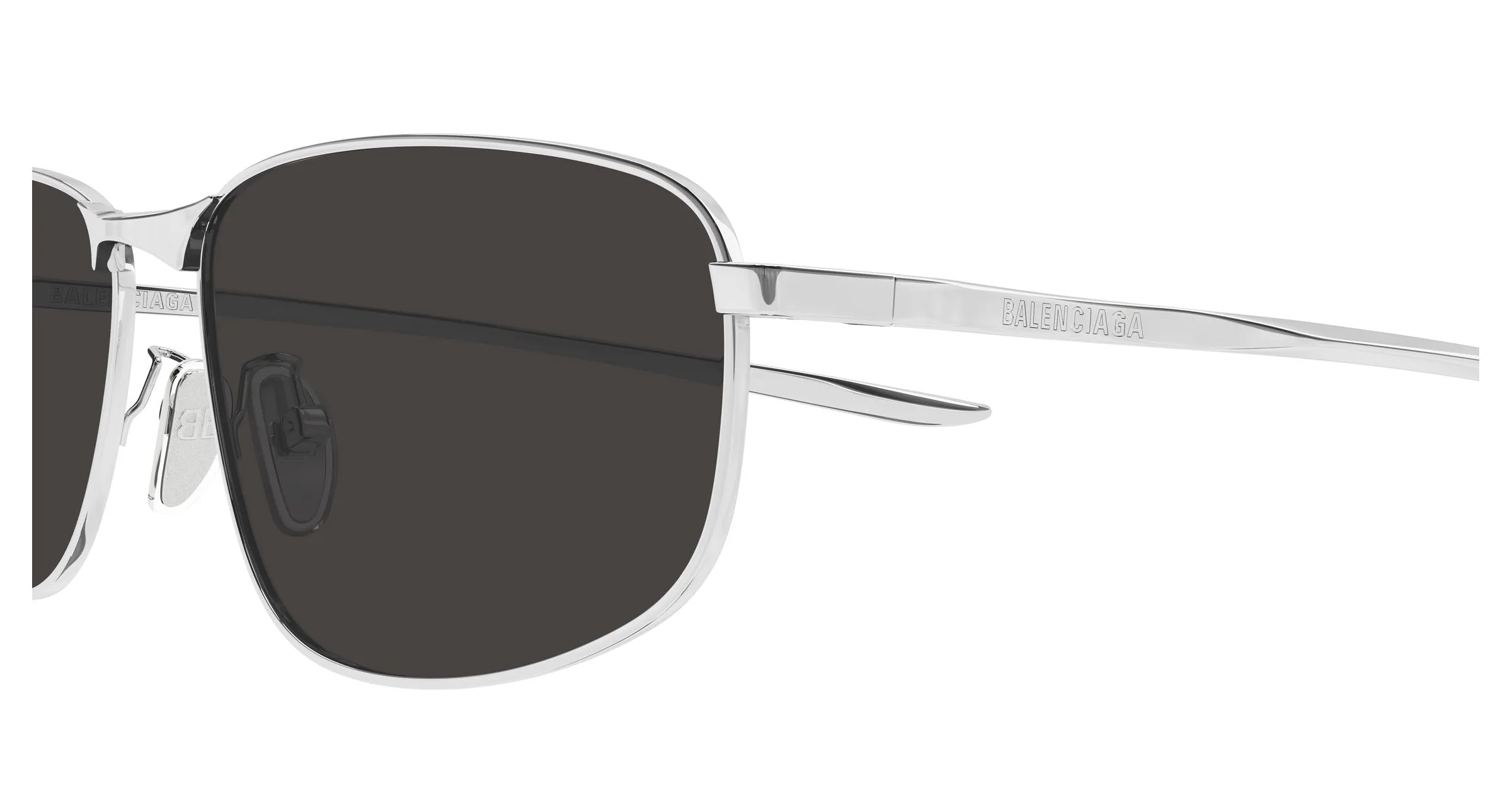 Balenciaga BB0494SA 001 Occhiali da sole Metallo Argento Grigio Squadrata - immagine 3